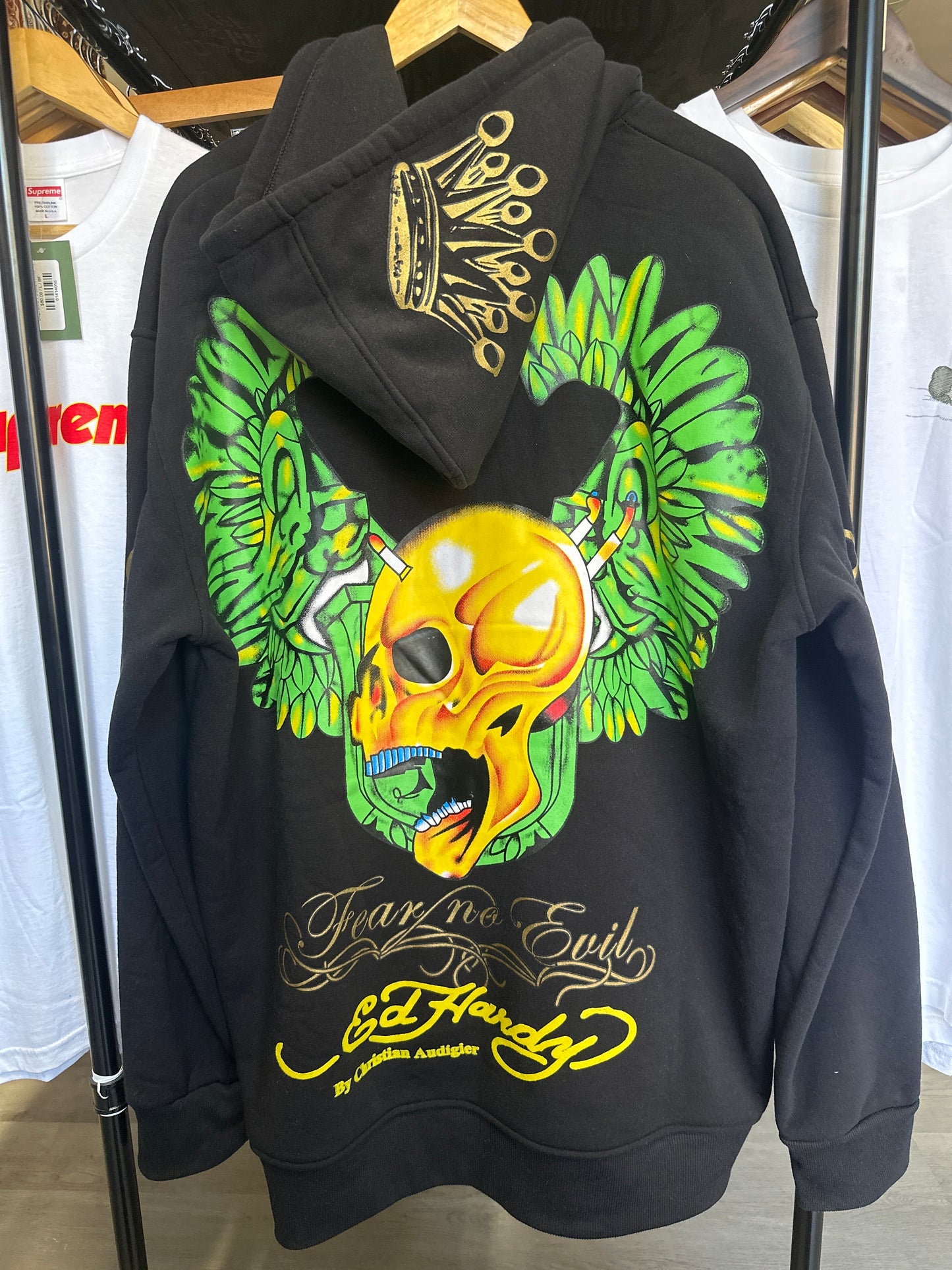 Vintage Ed Hardy Fear No Evil Hooded Zip Up