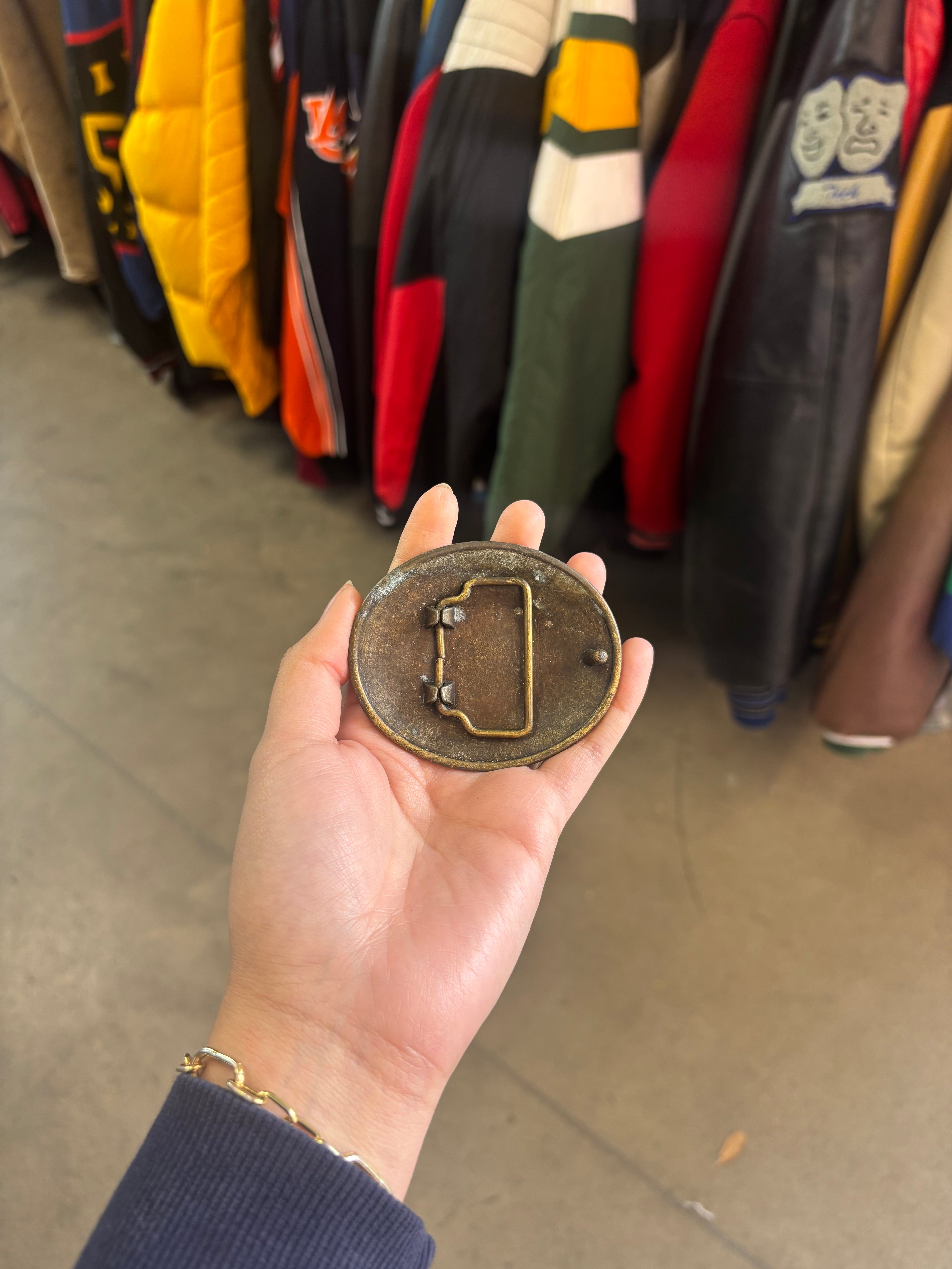 Vintage Oval Brass Belt Buckle