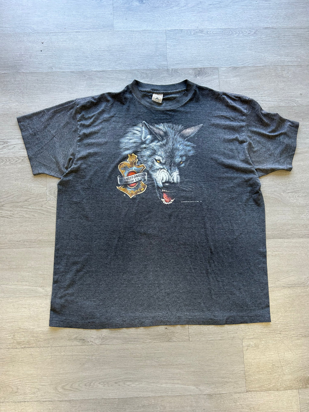 Vintage 1986 Harley Davidson 3D Emblem Wolf Tee