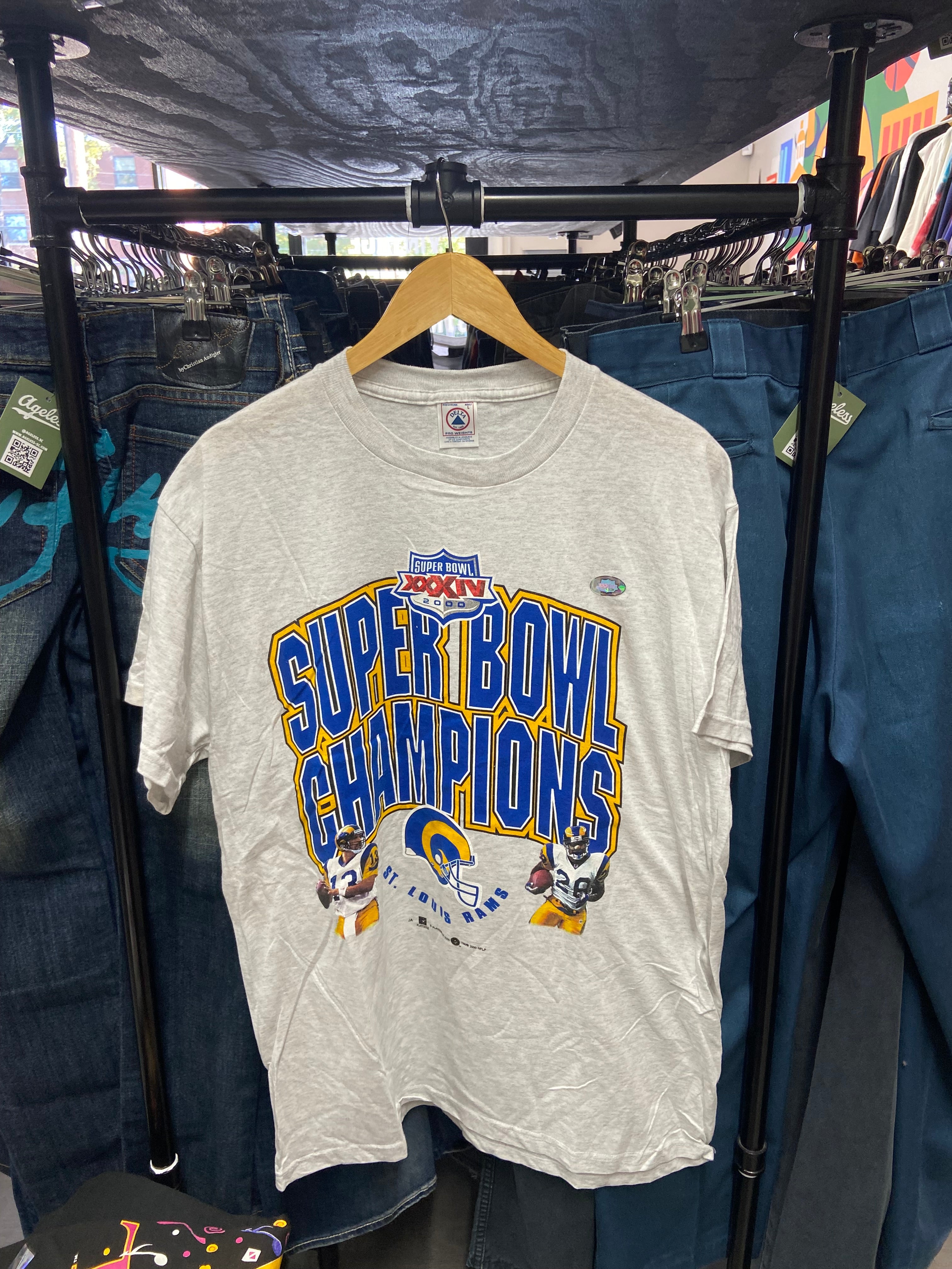 Grey 2000 St Louis Rams 2 Player Super Bowl Champions Tee