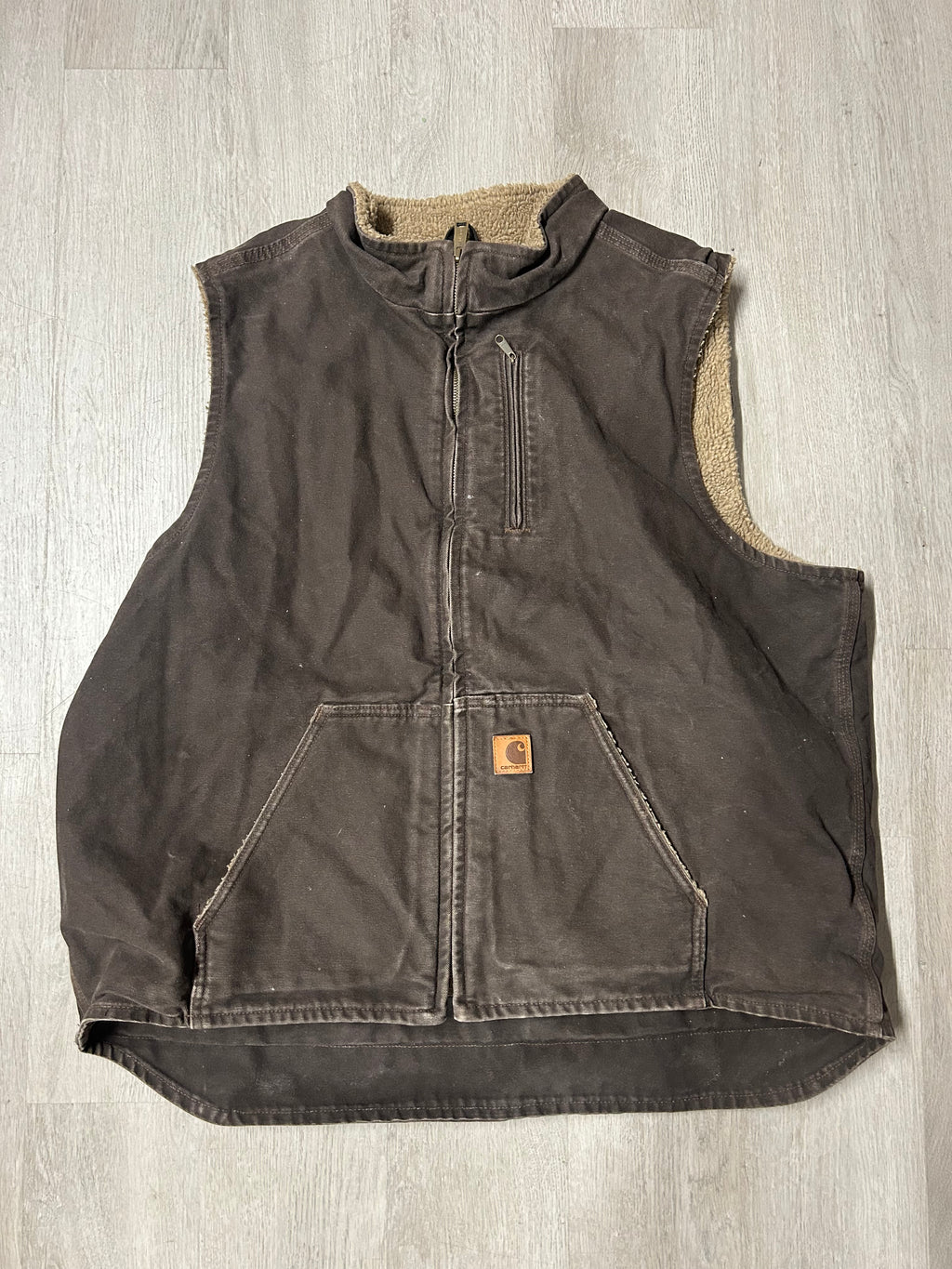 Vintage Dark Brown Carhartt Sherpa Lined Vest