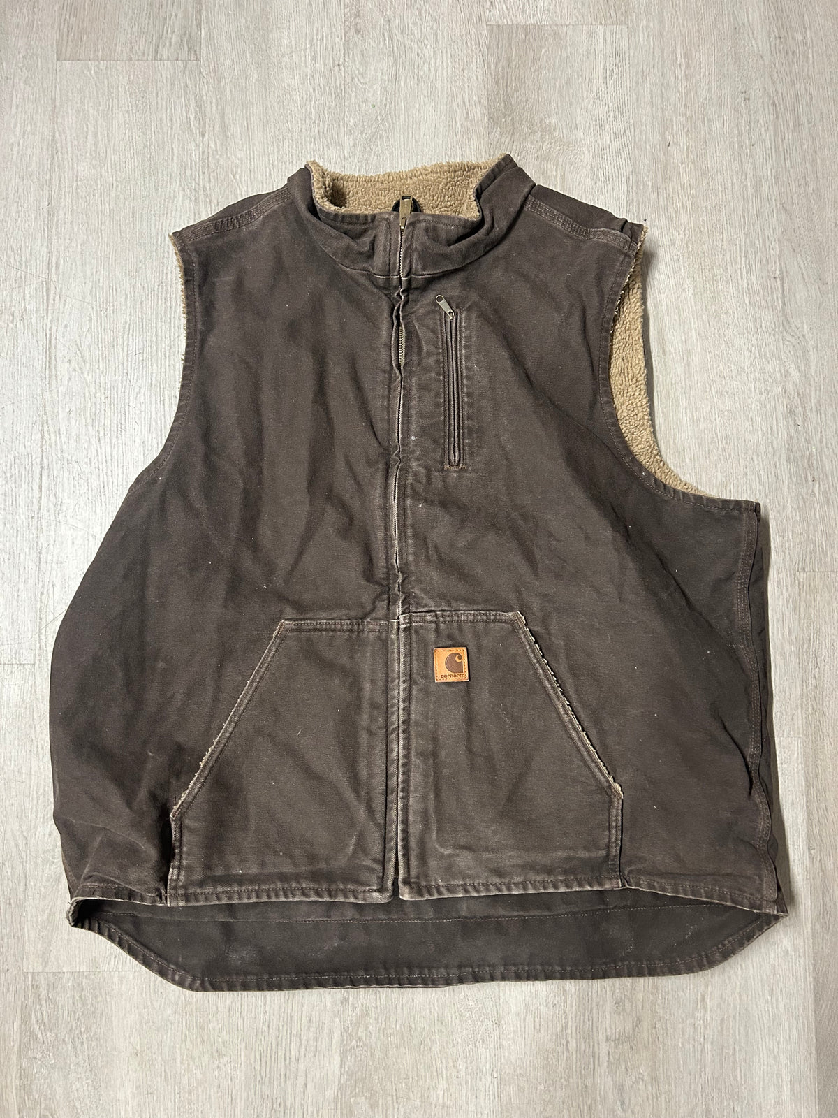Vintage Dark Brown Carhartt Sherpa Lined Vest