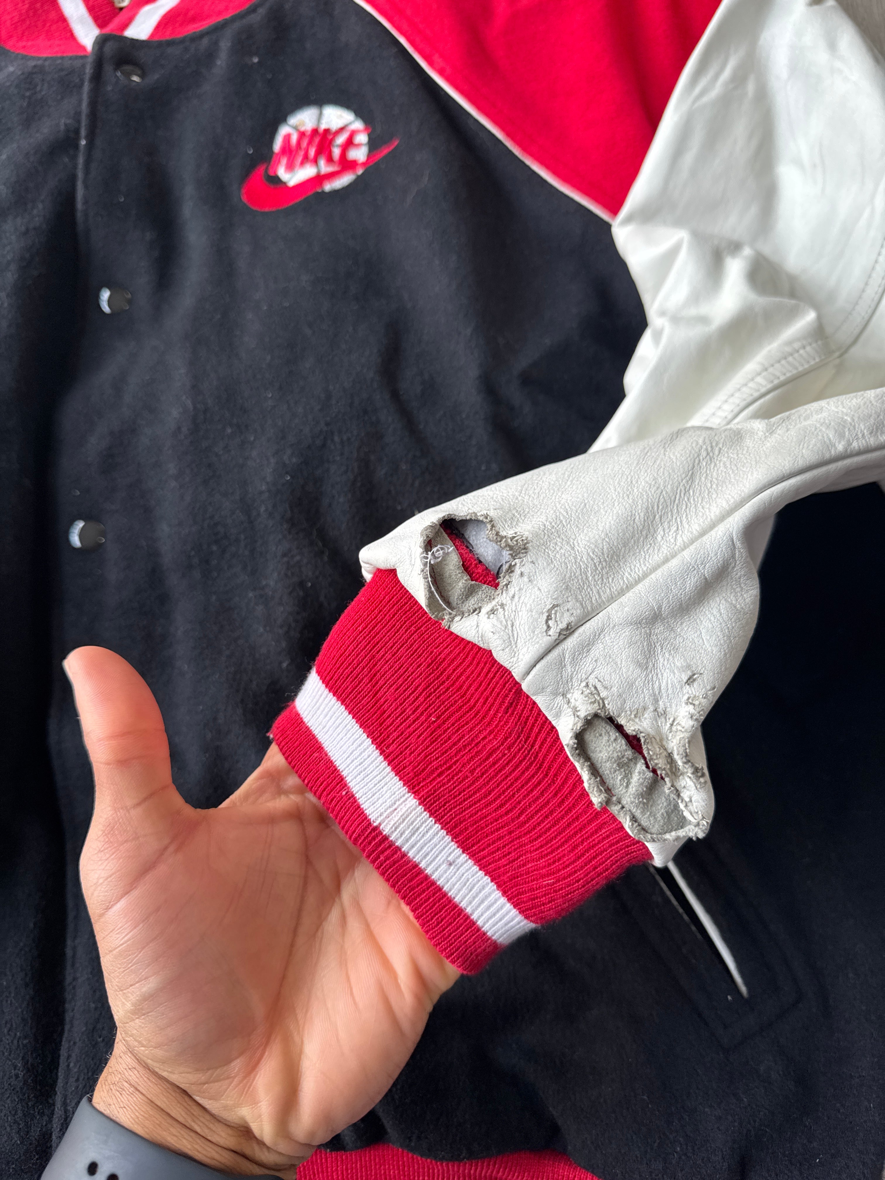 Vintage 90s Nike Force Basketball Snap Button Letterman Varsity