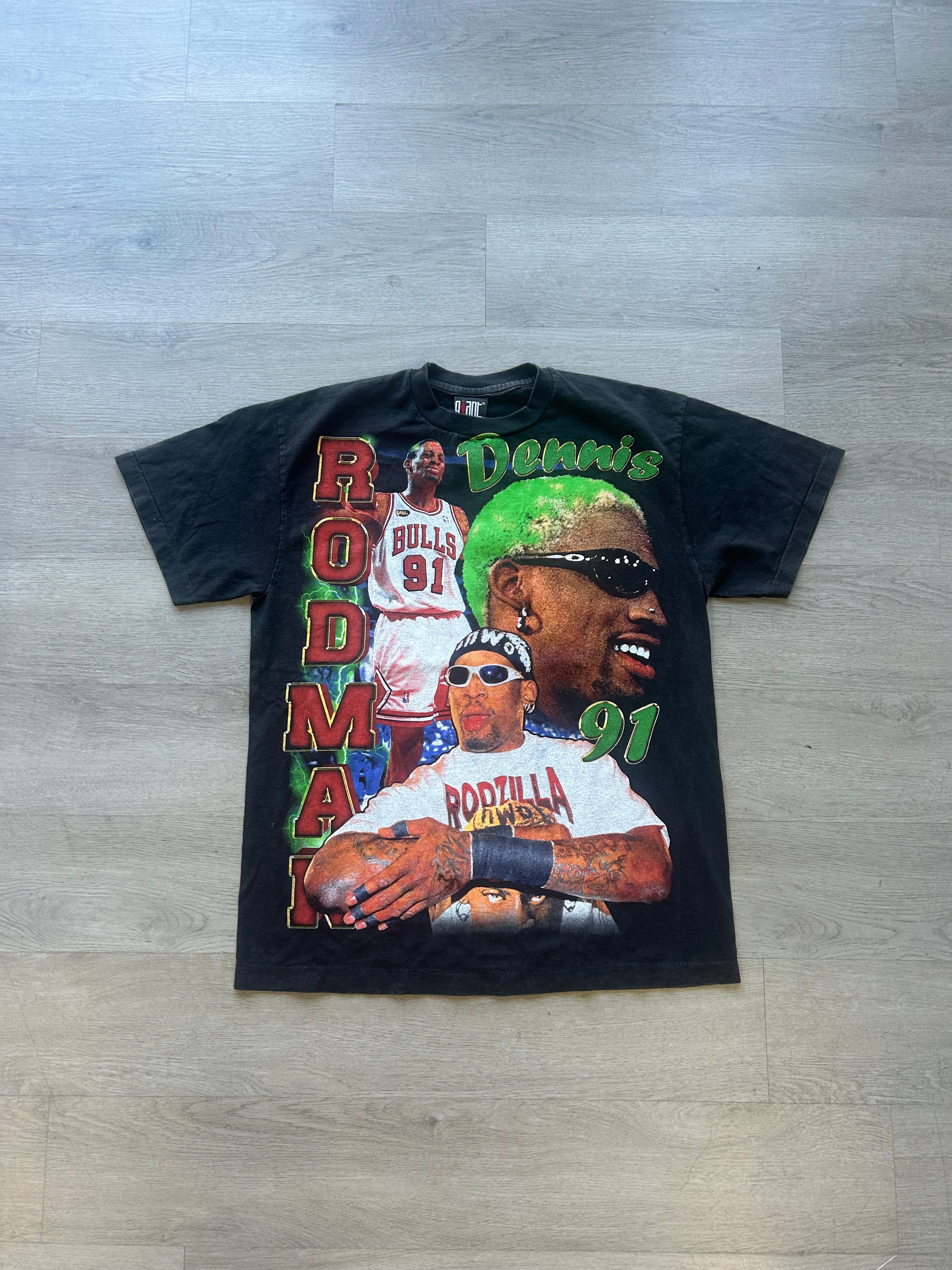 Reprint Bootleg Dennis Rodman Chicago Bulls All Over Print Rap Tee