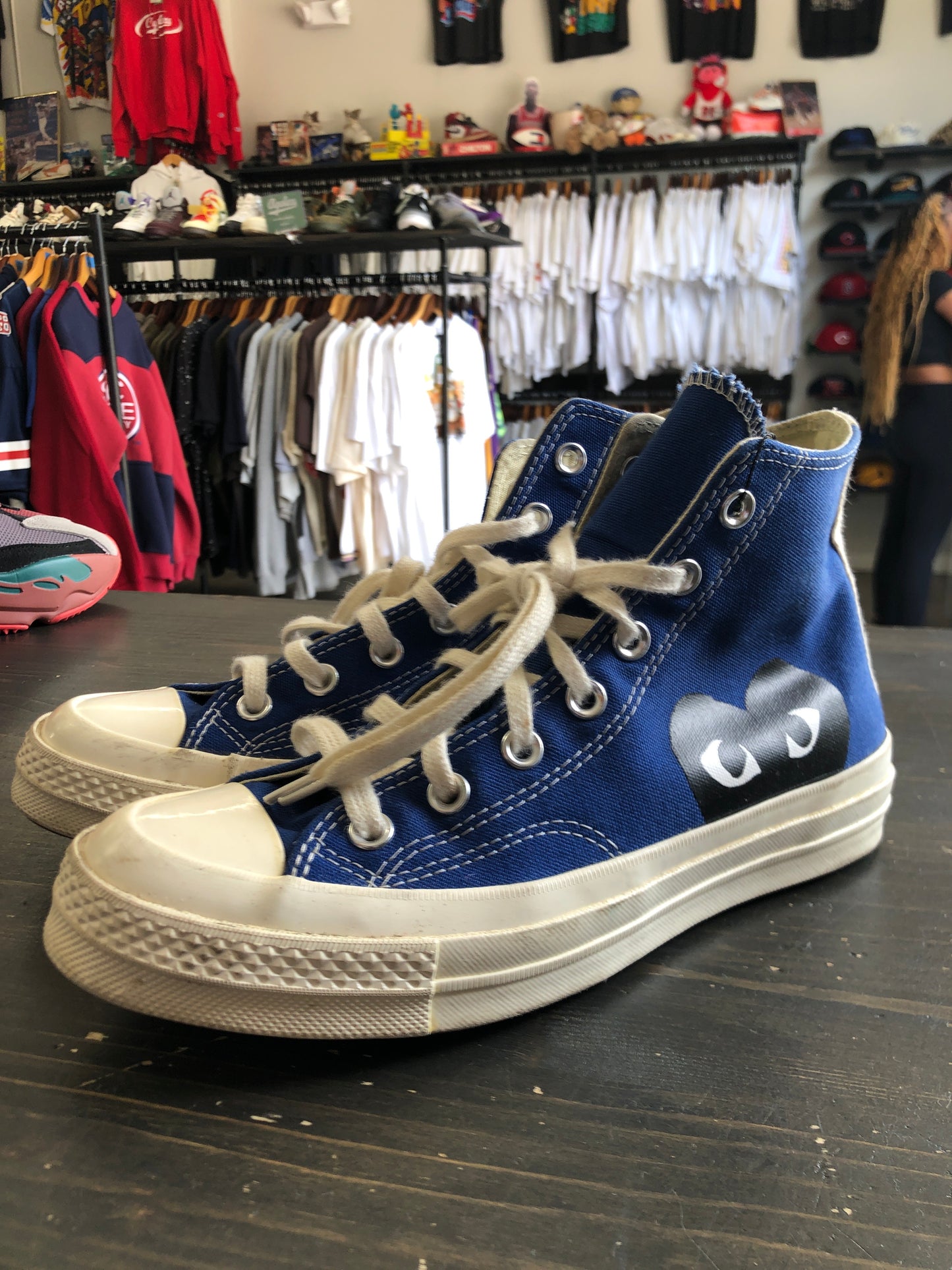 Pre Owned Comme des Garcons Blue Hi Top Converse