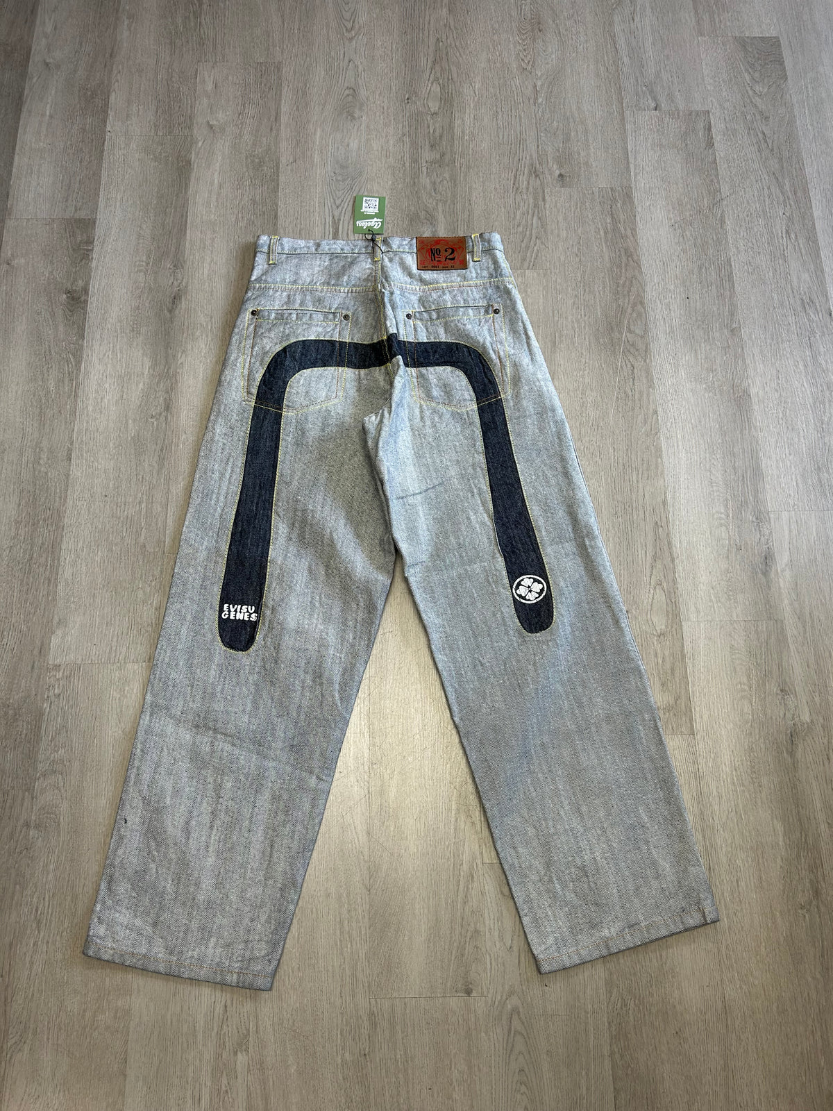EVISU Genes Light Wash Grey Jeans