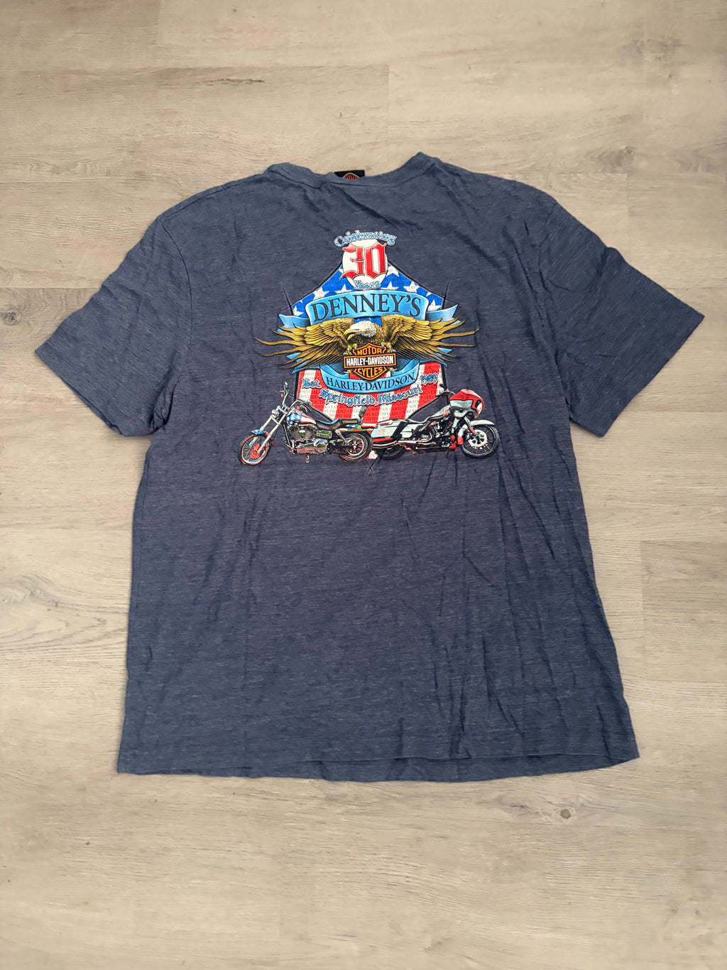 Vintage Harley Davidson Dennys Springfield Missouri Tee