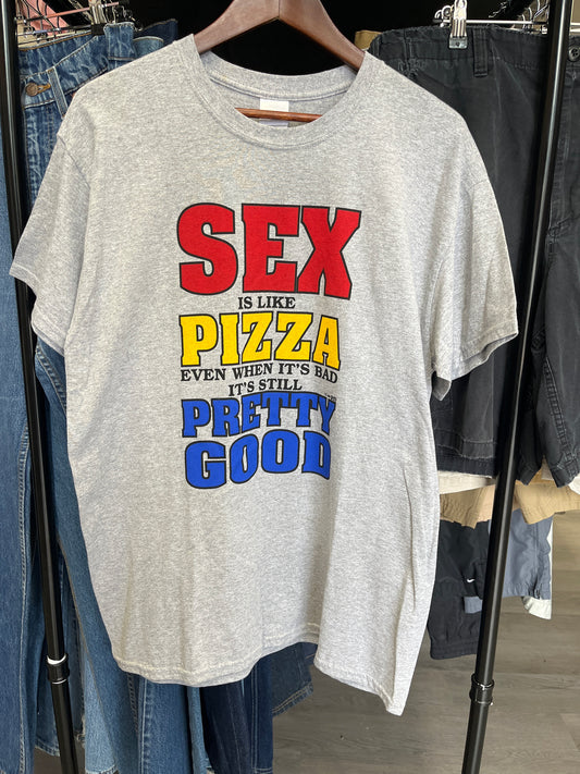 Vintage Pizza Parody Grey Tee