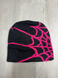 Black w/ Pink Y2K Style Spider Web Beanie