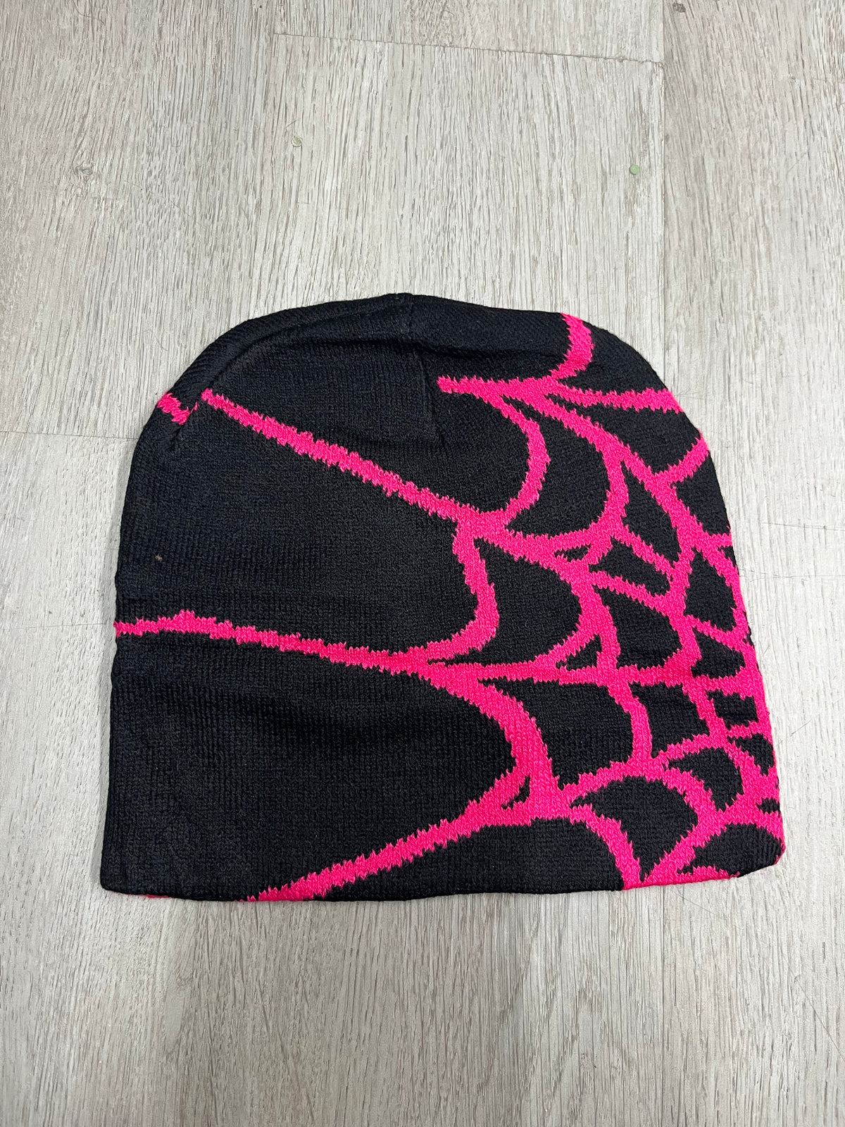 Black w/ Pink Y2K Style Spider Web Beanie