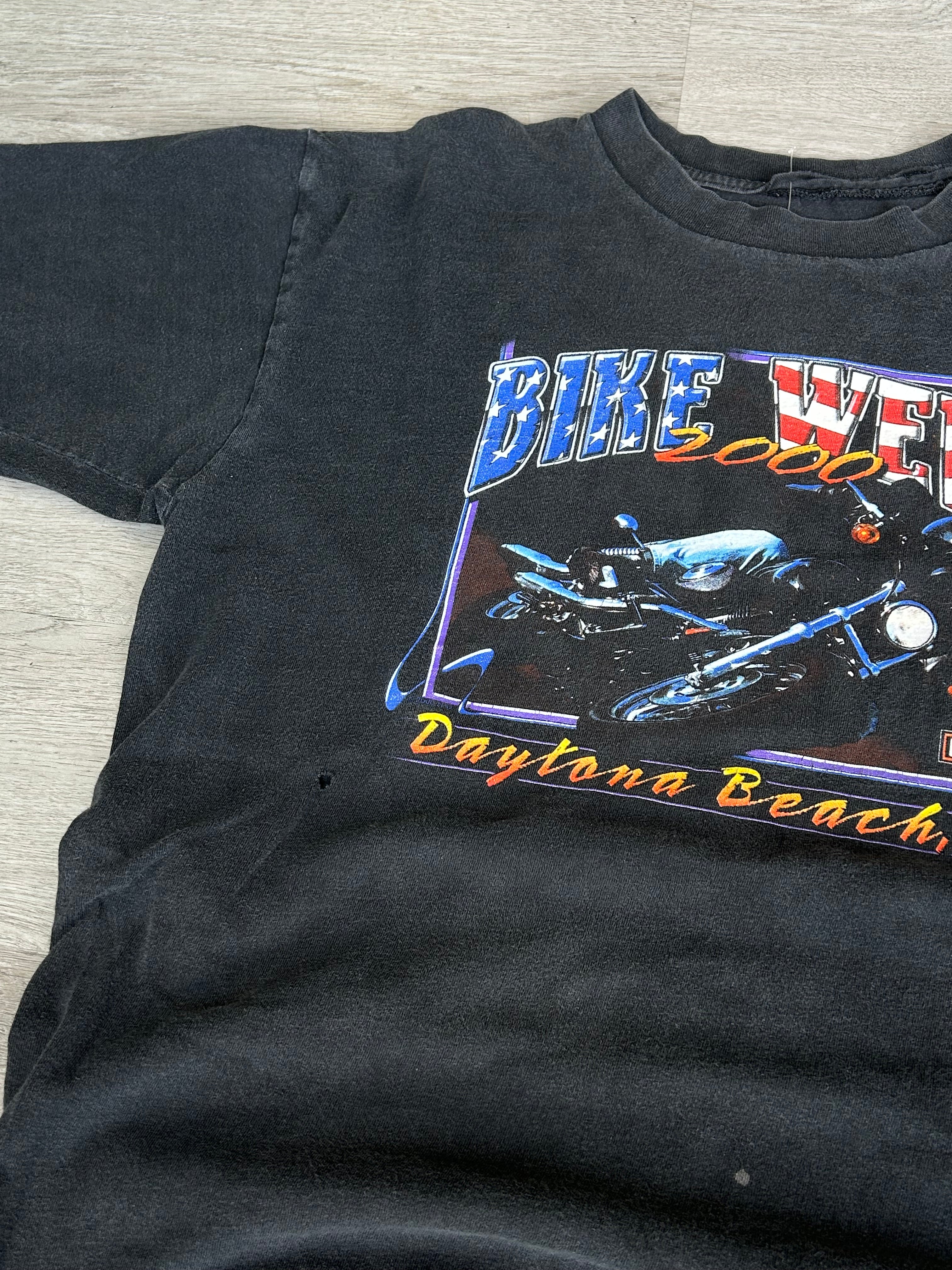 Vintage Daytona Beach Bike Week  American Flag Motorcycle Tee