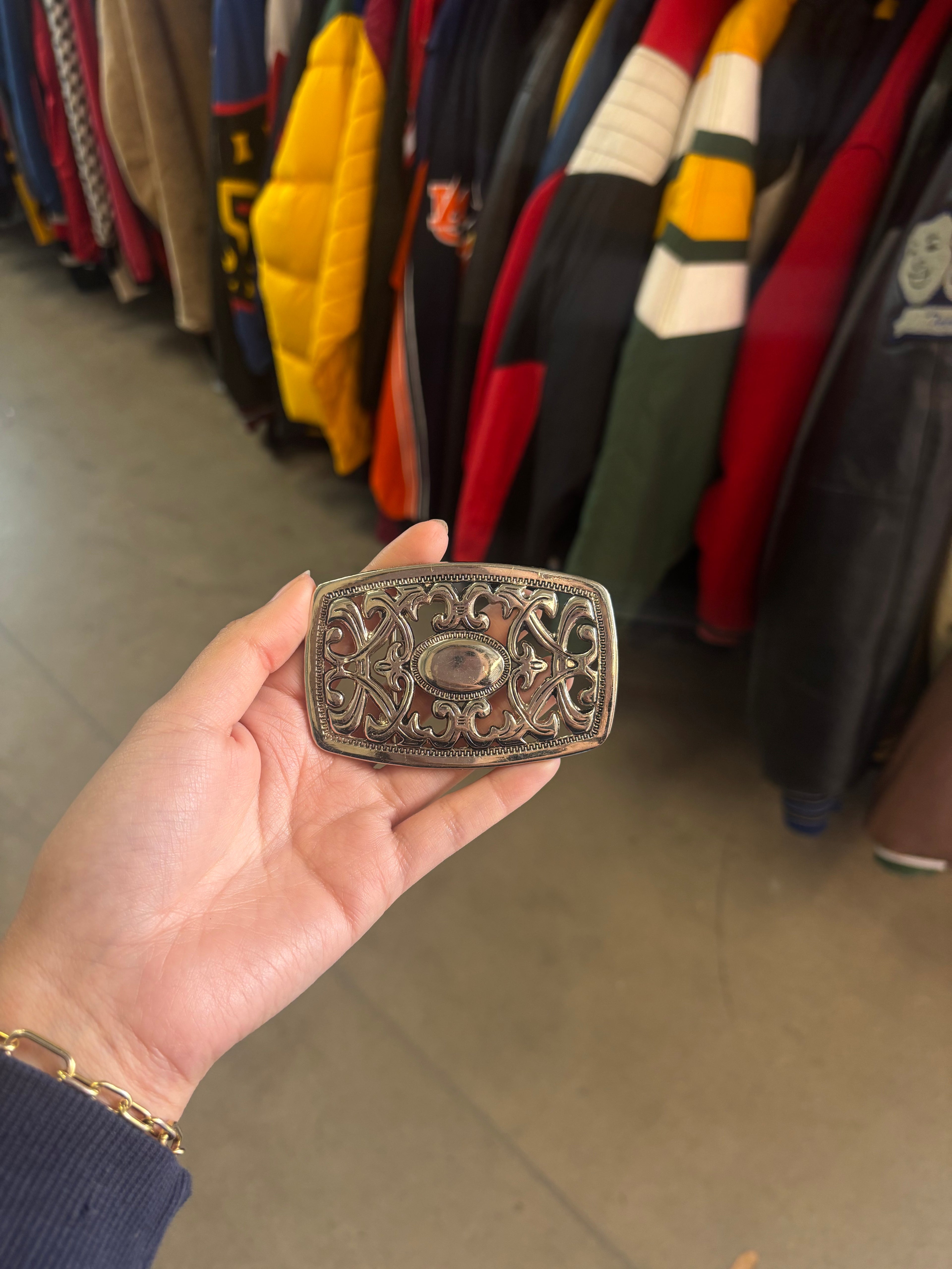 Vintage Filigree Silver Belt Buckle