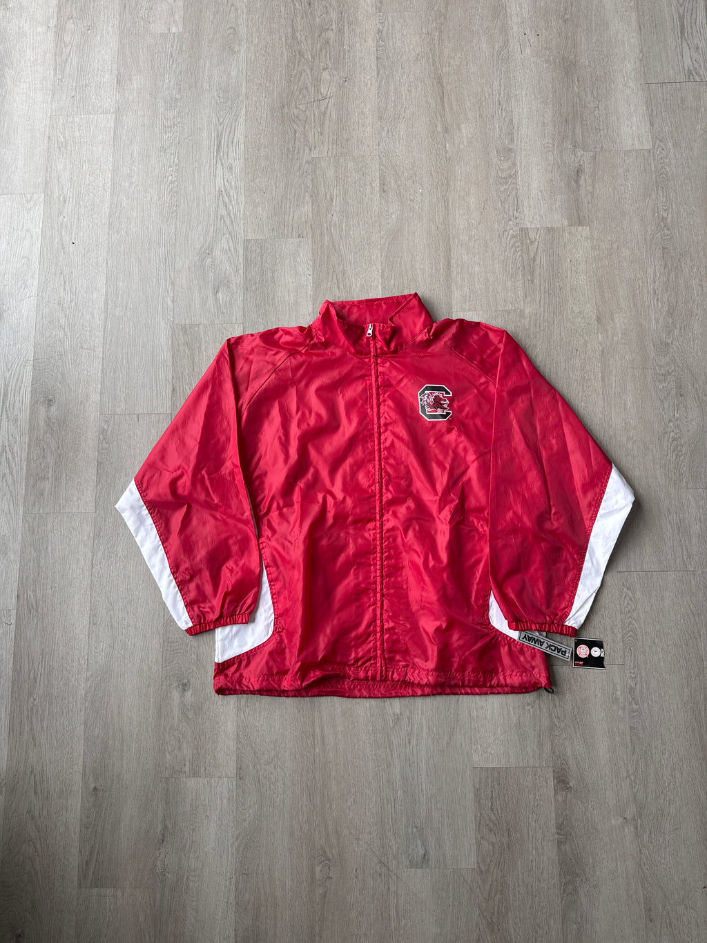 Vintage Genuine Stuff University Of South Carolina Gamecocks Hooded Packaway Windbreaker Jacket