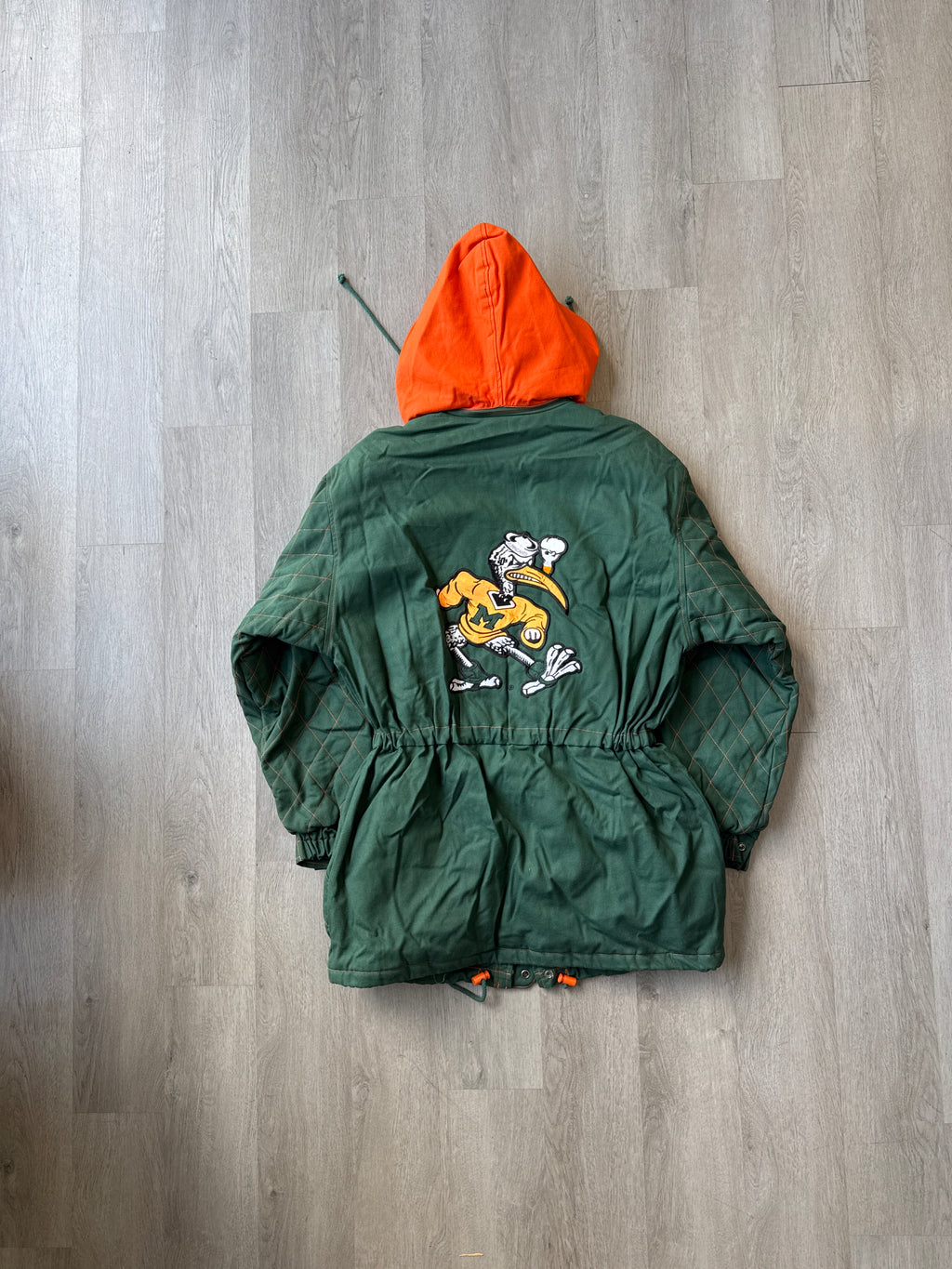 Vintage 90s University Of Miami Hurricanes Stadium Long Coat Jacket