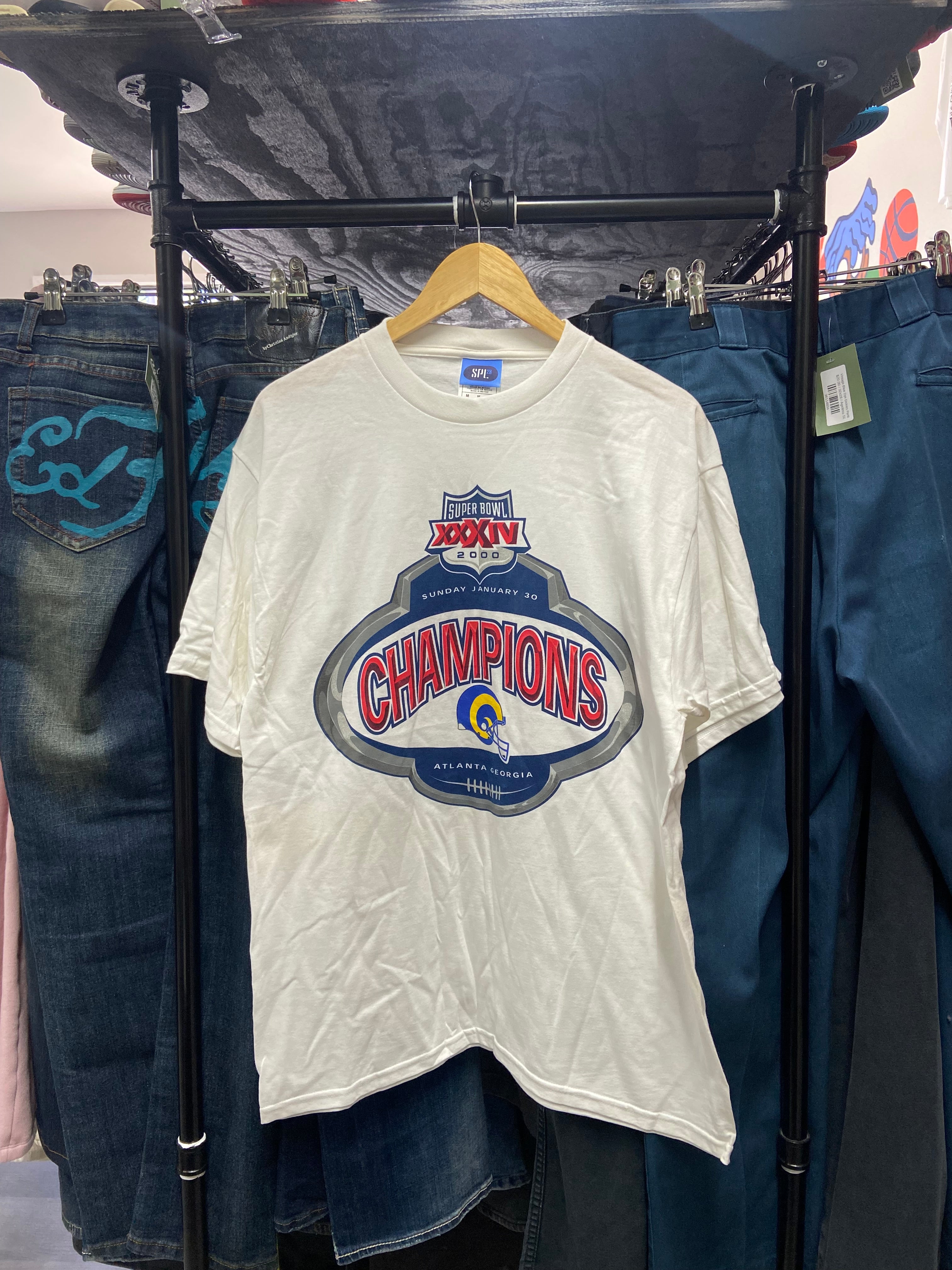 White St Louis Rams 2000 Super Bowl XXXIV Champions Tee