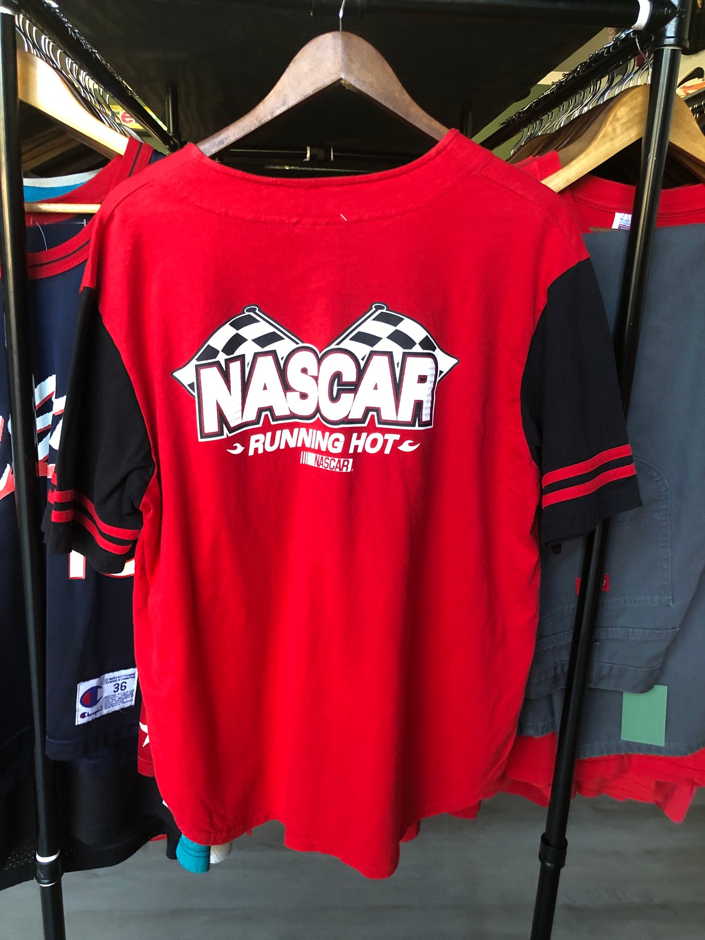 Running Hot NASCAR Button Tee