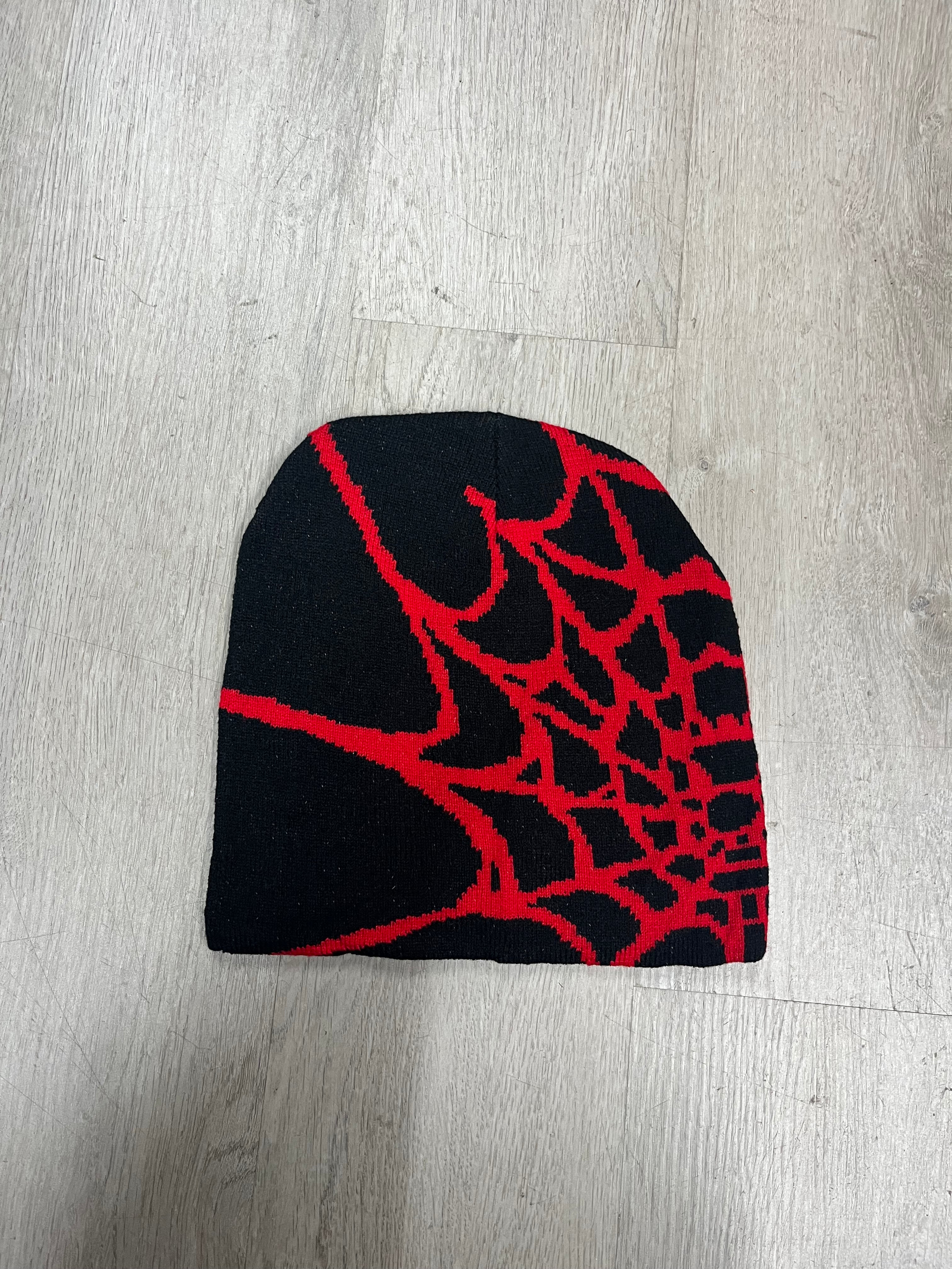 Black w/ Red #2 Y2K Style Spider Web Beanie