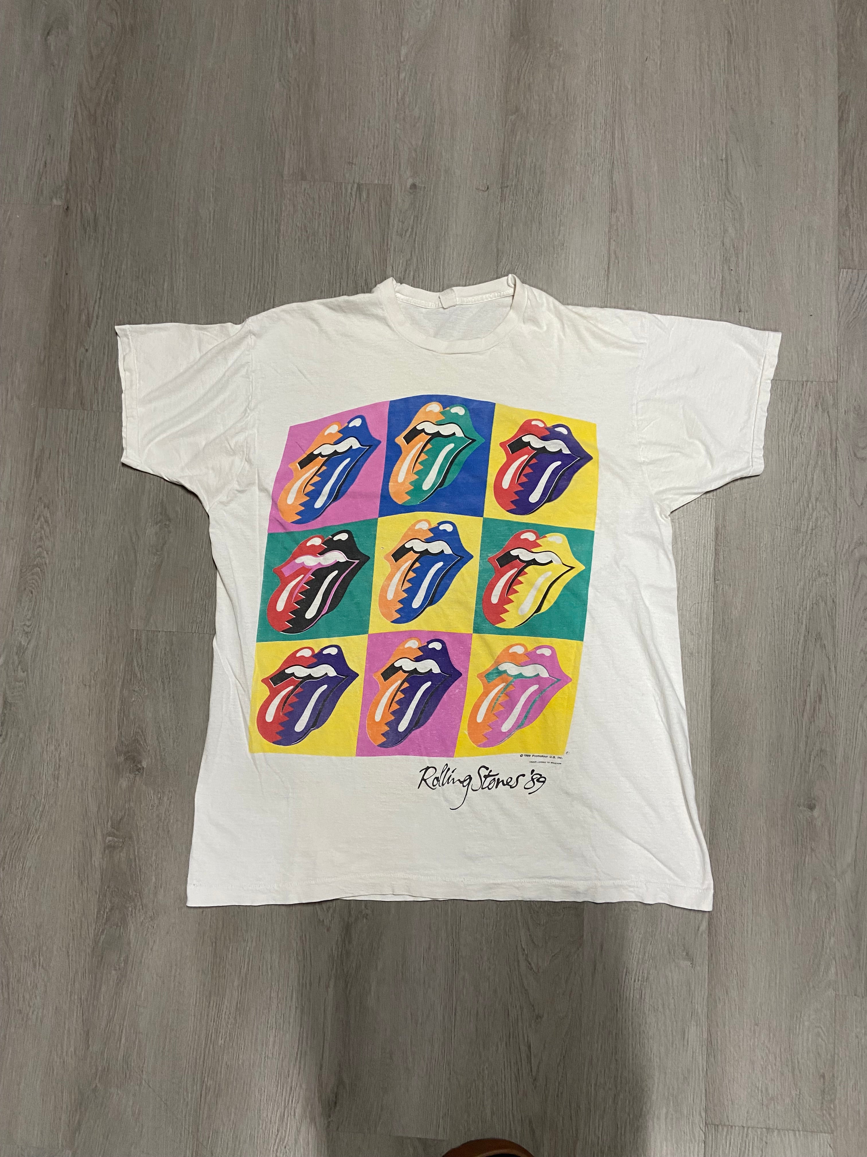 Vintage 1989 Rolling Stones Multicolor Logo Tee