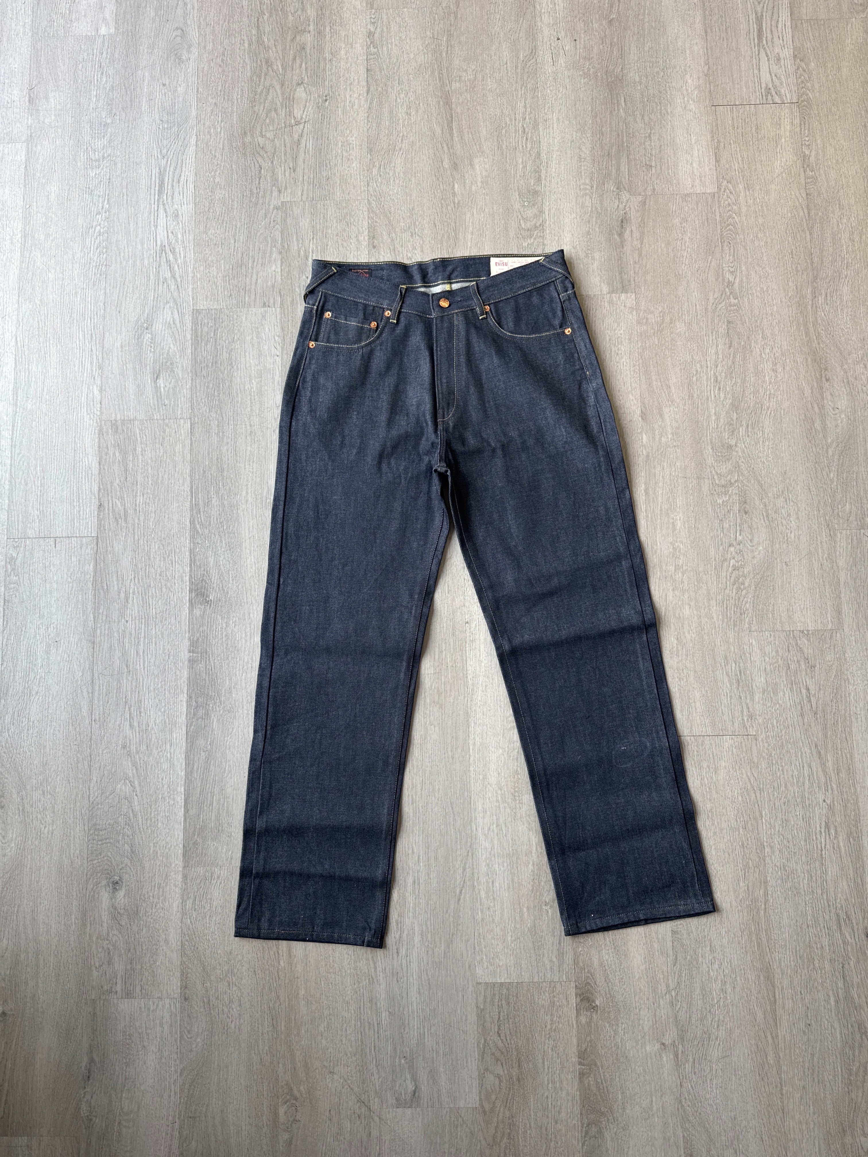 Evisu Embroidered Japanese Grey Dog Art Salvage Denim Jeans