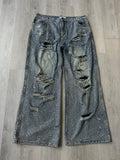 Vale Forever Distressed Crystal Rain Denim Jeans