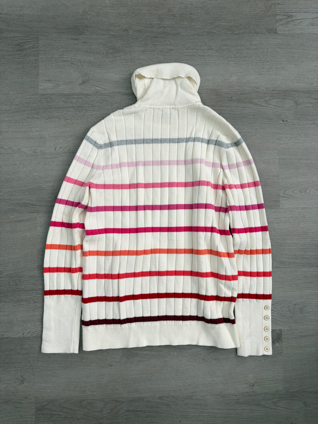 Women’s Talbots White Striped Turtleneck Sweater
