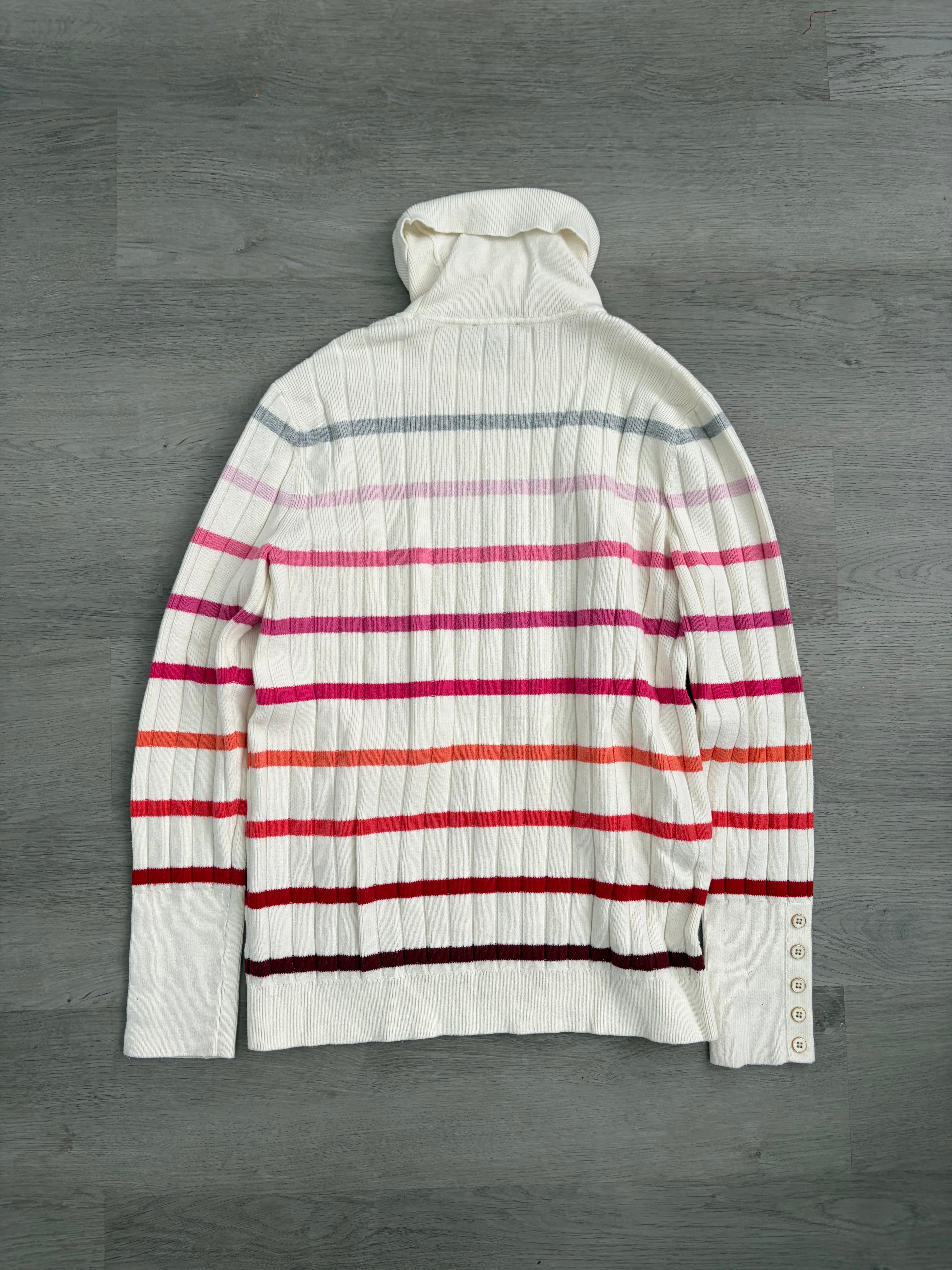 Women’s Talbots White Striped Turtleneck Sweater