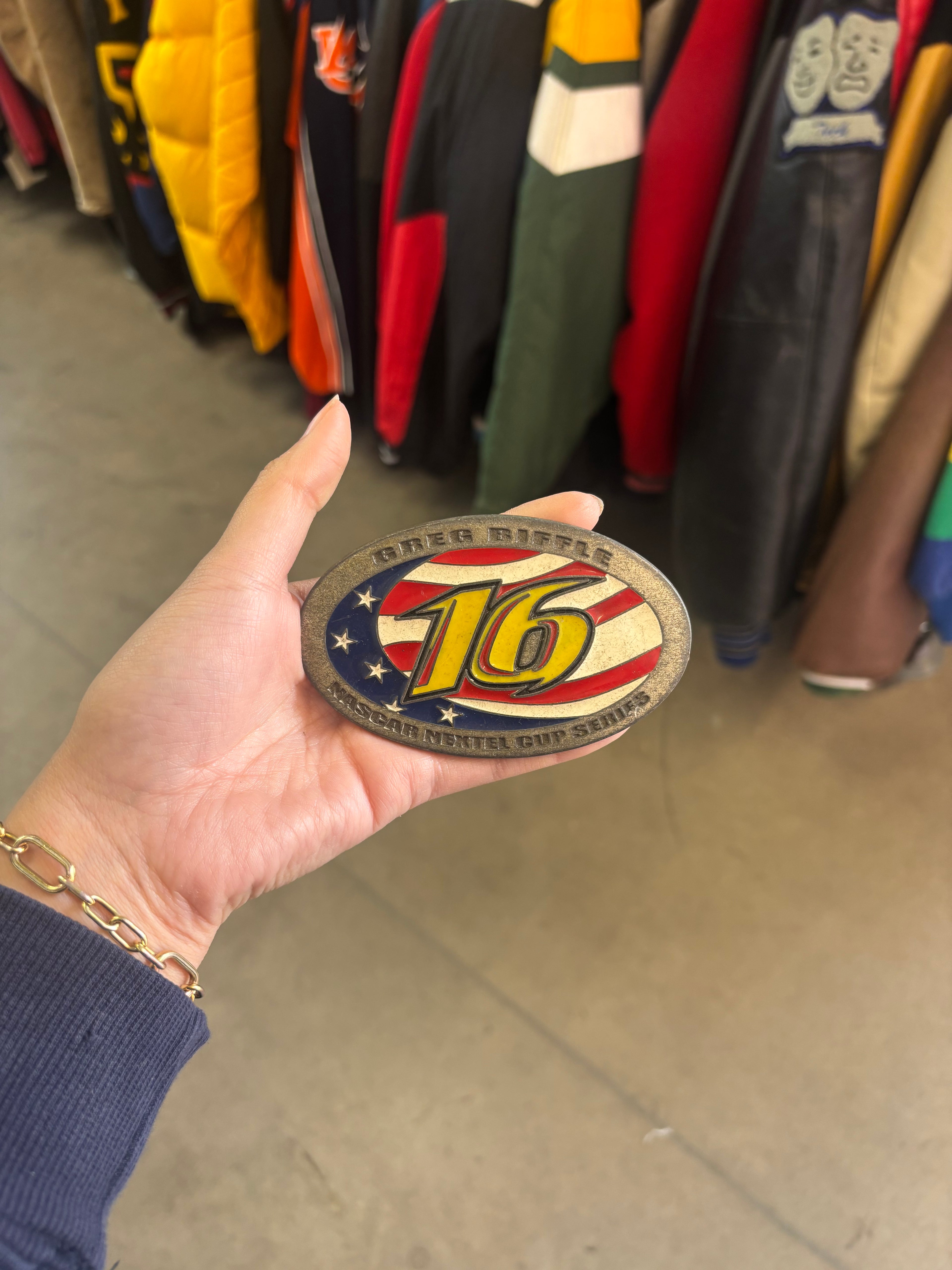 Vintage Greg Biffle #16 NASCAR Belt Buckle