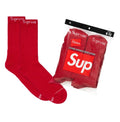 Red Supreme Hanes Crew Socks (4 Pack)