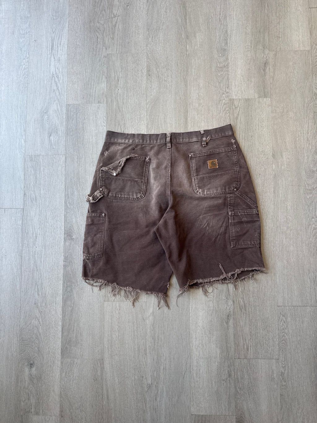 Vintage Carhartt Distressed Faded Brown Double Knee Cut Off Shorts