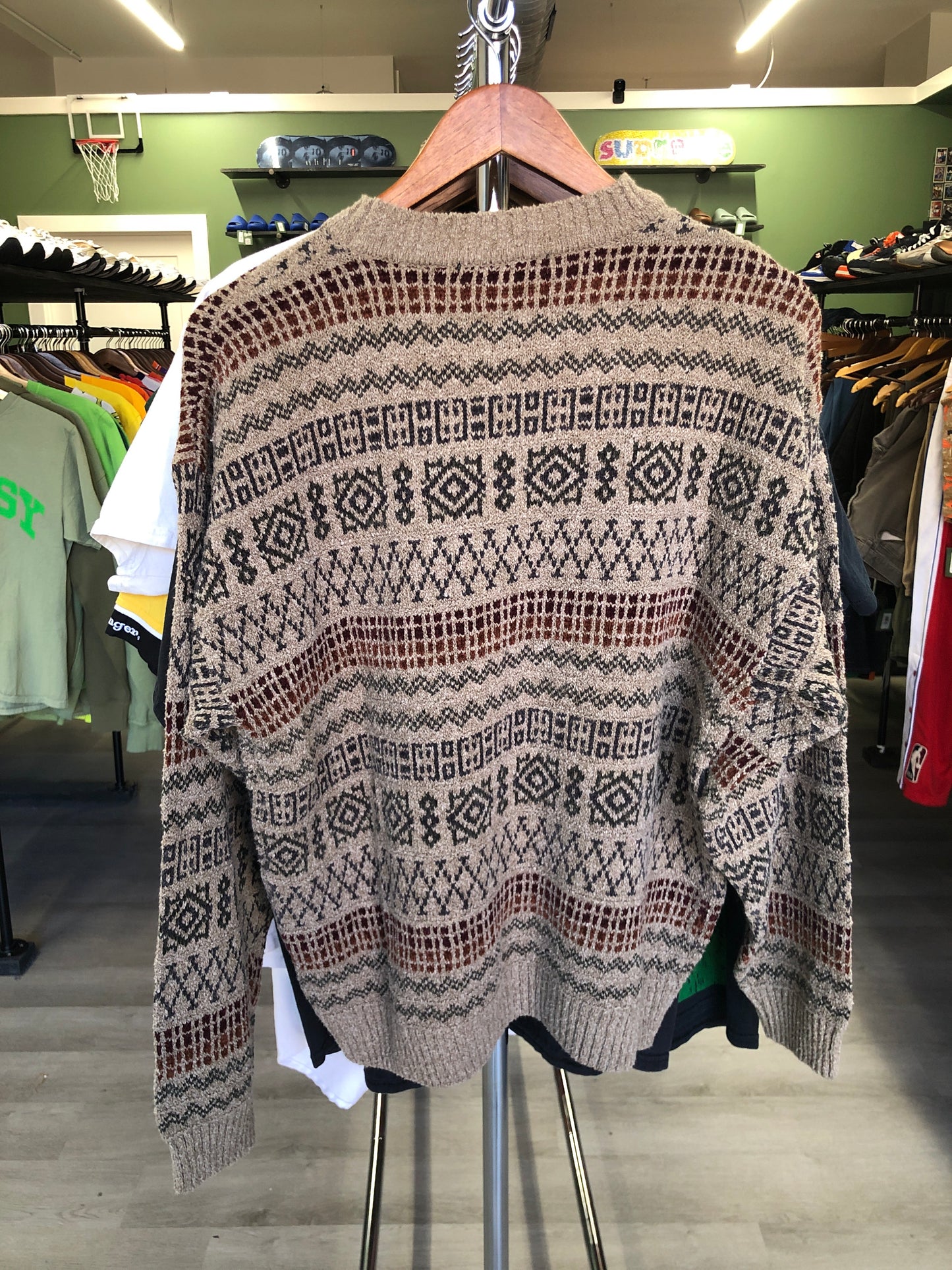 Geoffrey Beene Tan Patterned Sweater