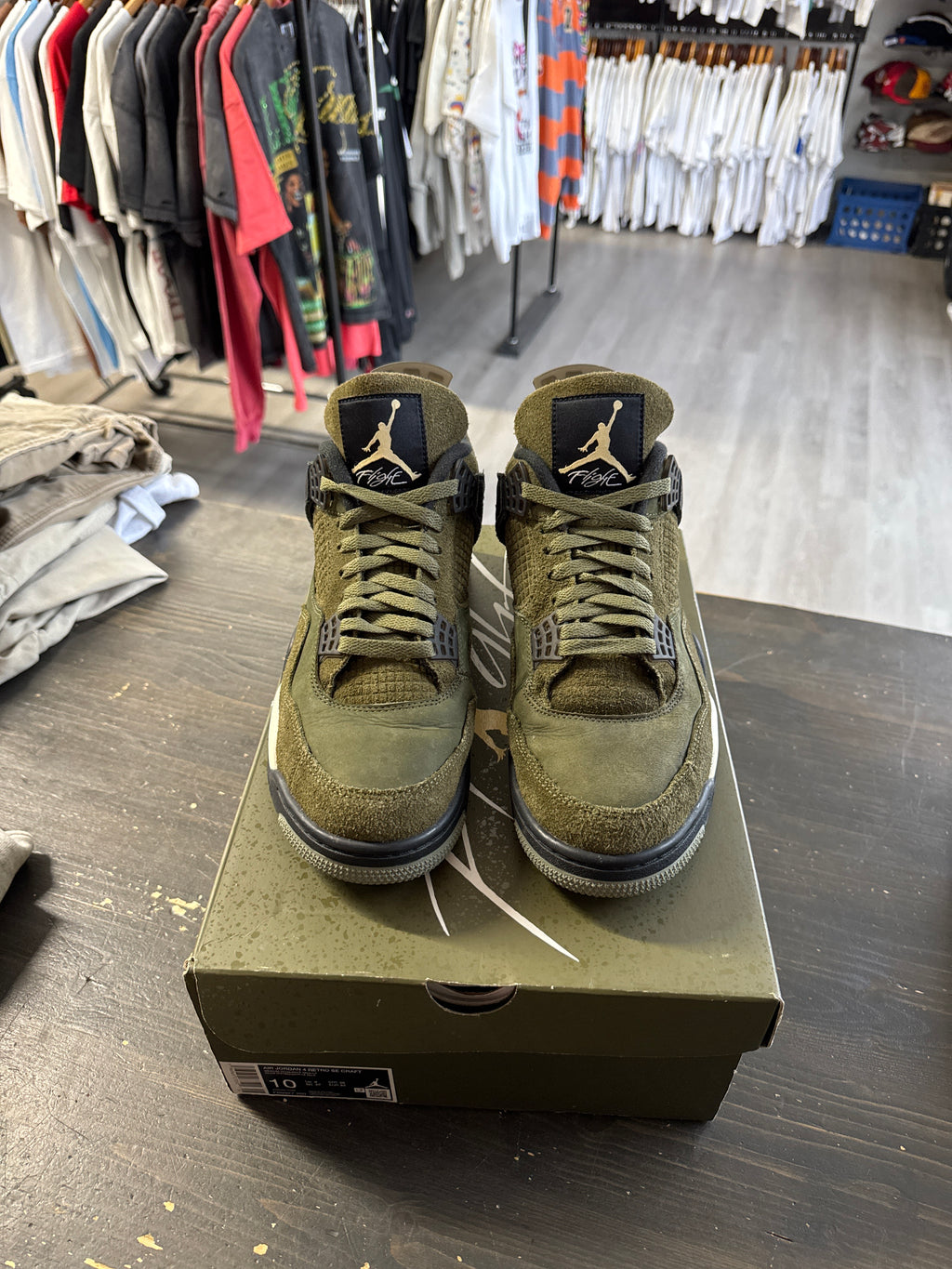 Pre-owned Jordan Retro 4 Craft Medium Olive