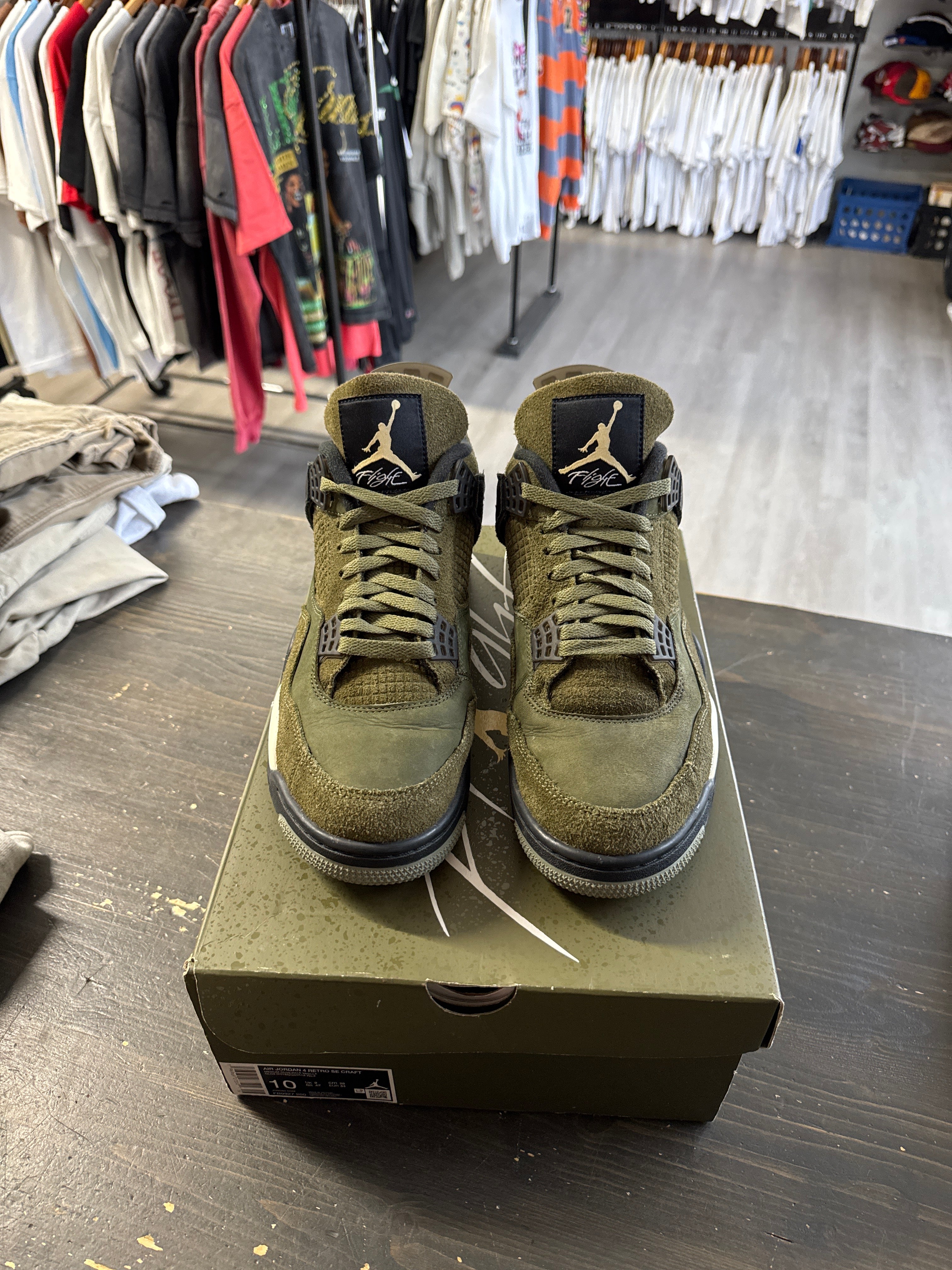 Pre-owned Jordan Retro 4 Craft Medium Olive