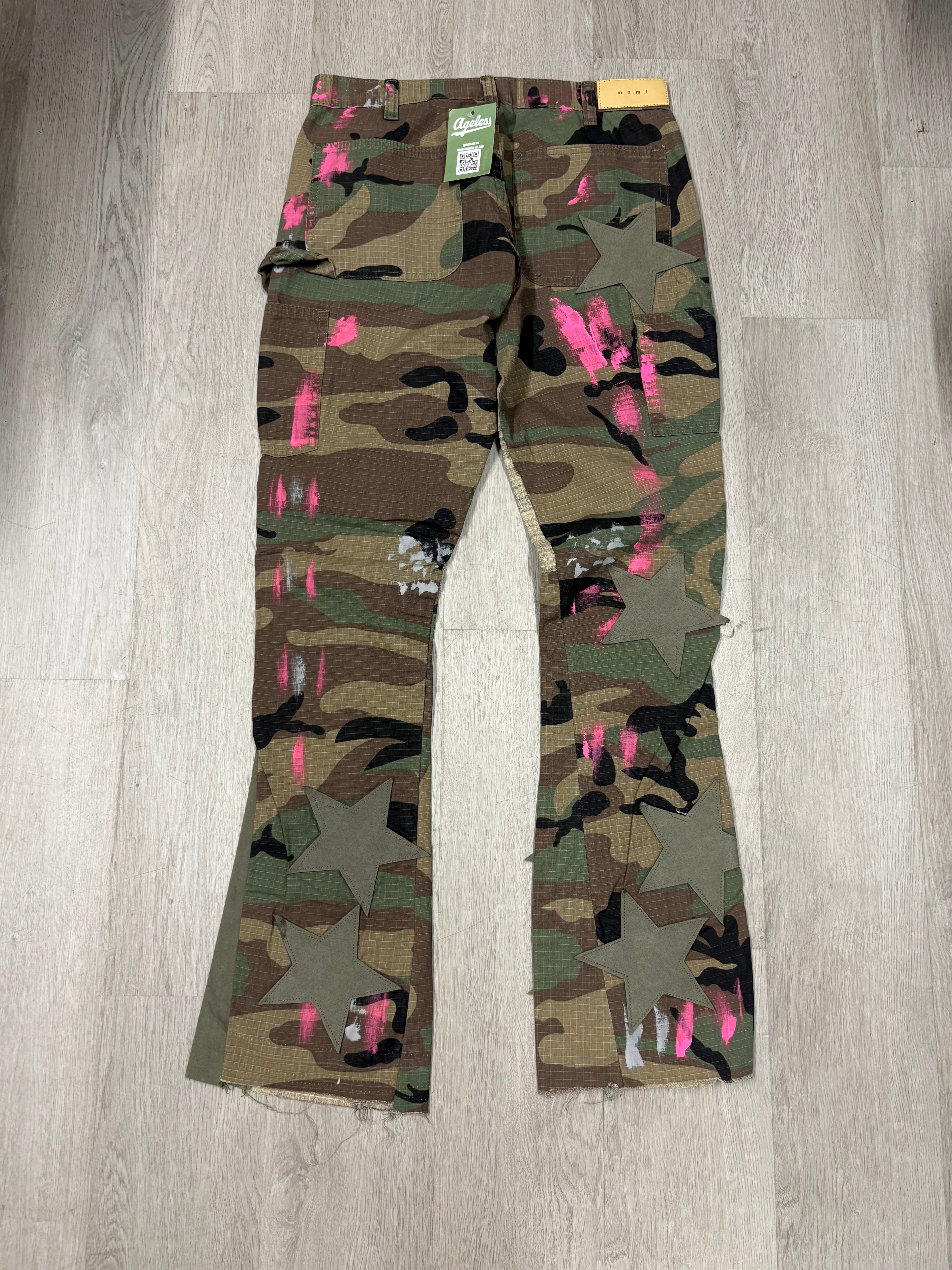 Y2K Mnml Flared Camo Pants