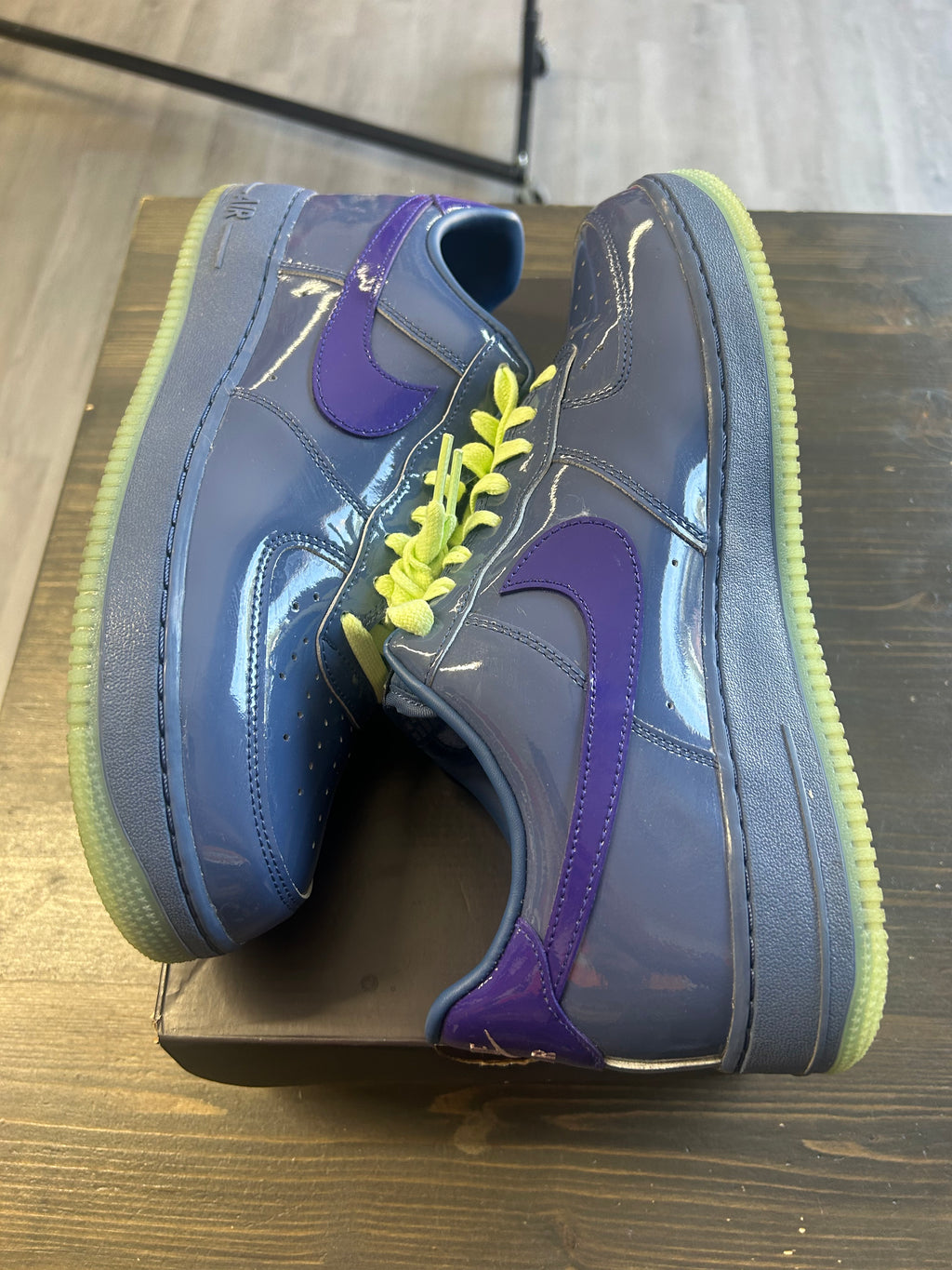 Pre Owned Nike Air Force 1 Low Patent Leather Pack Mystic Navy and Grape Ice