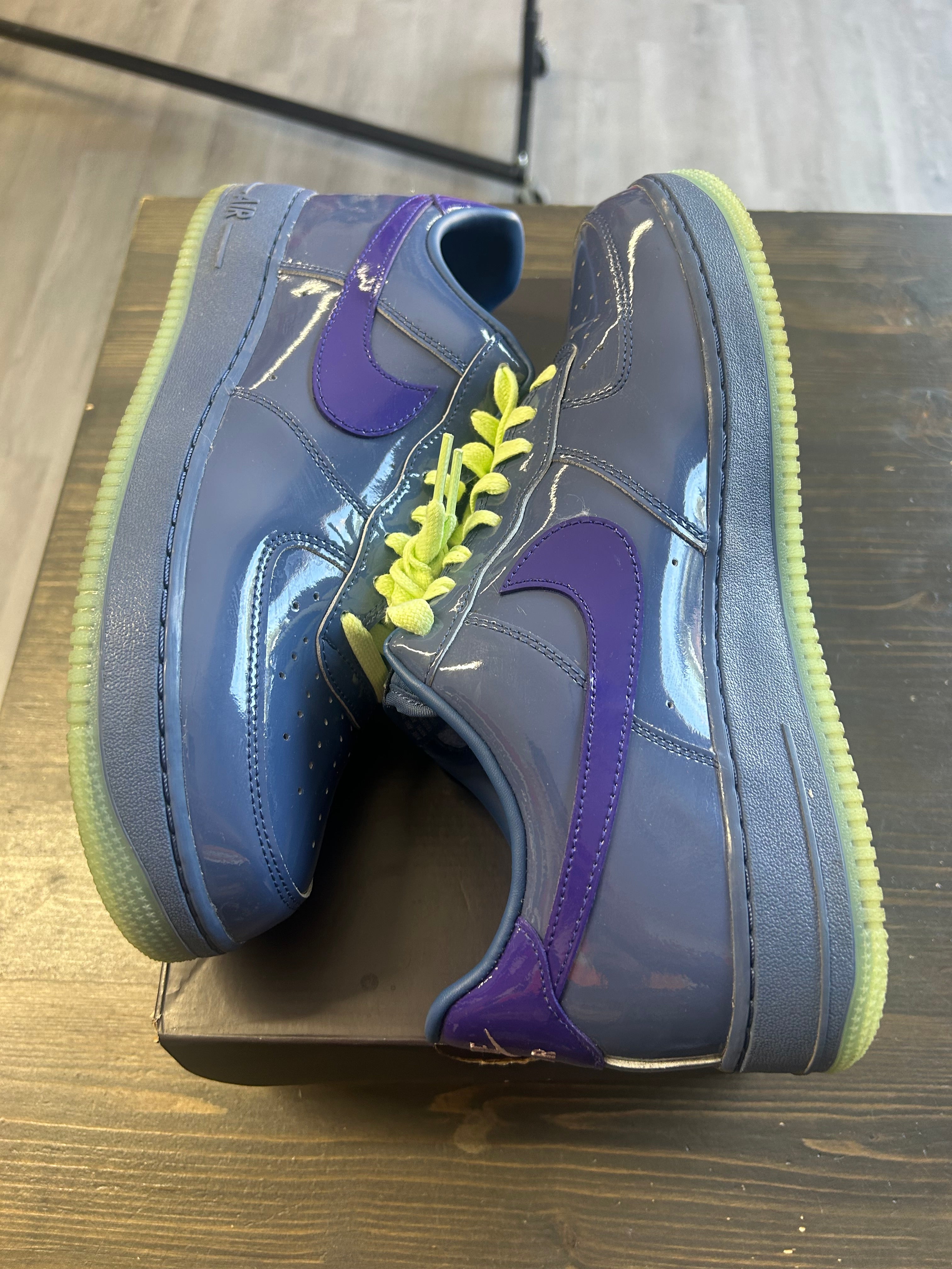 Pre Owned Nike Air Force 1 Low Patent Leather Pack Mystic Navy and Grape Ice