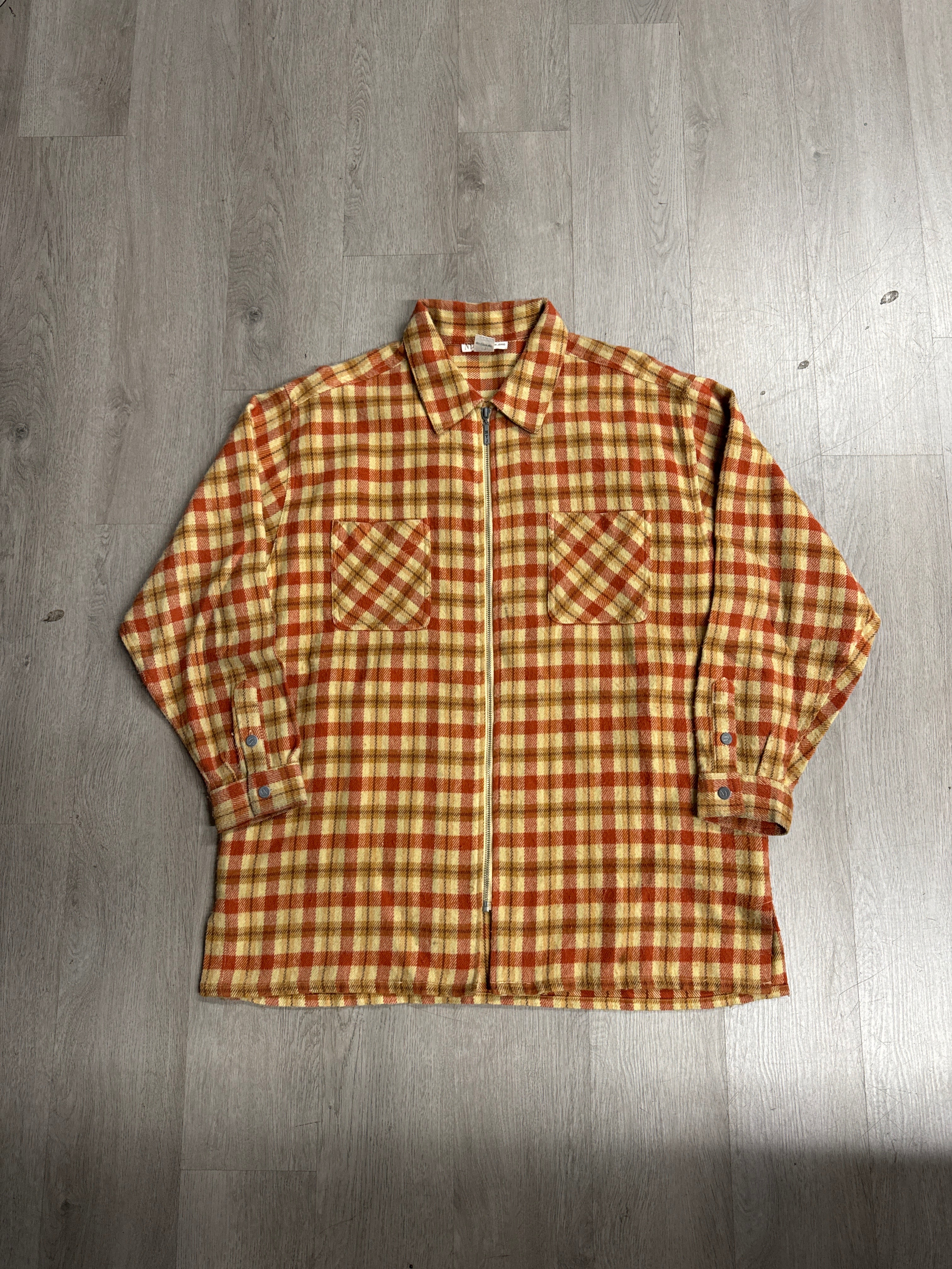 Vintage New York Jeans Acrylic Zip Up Flannel Shirt