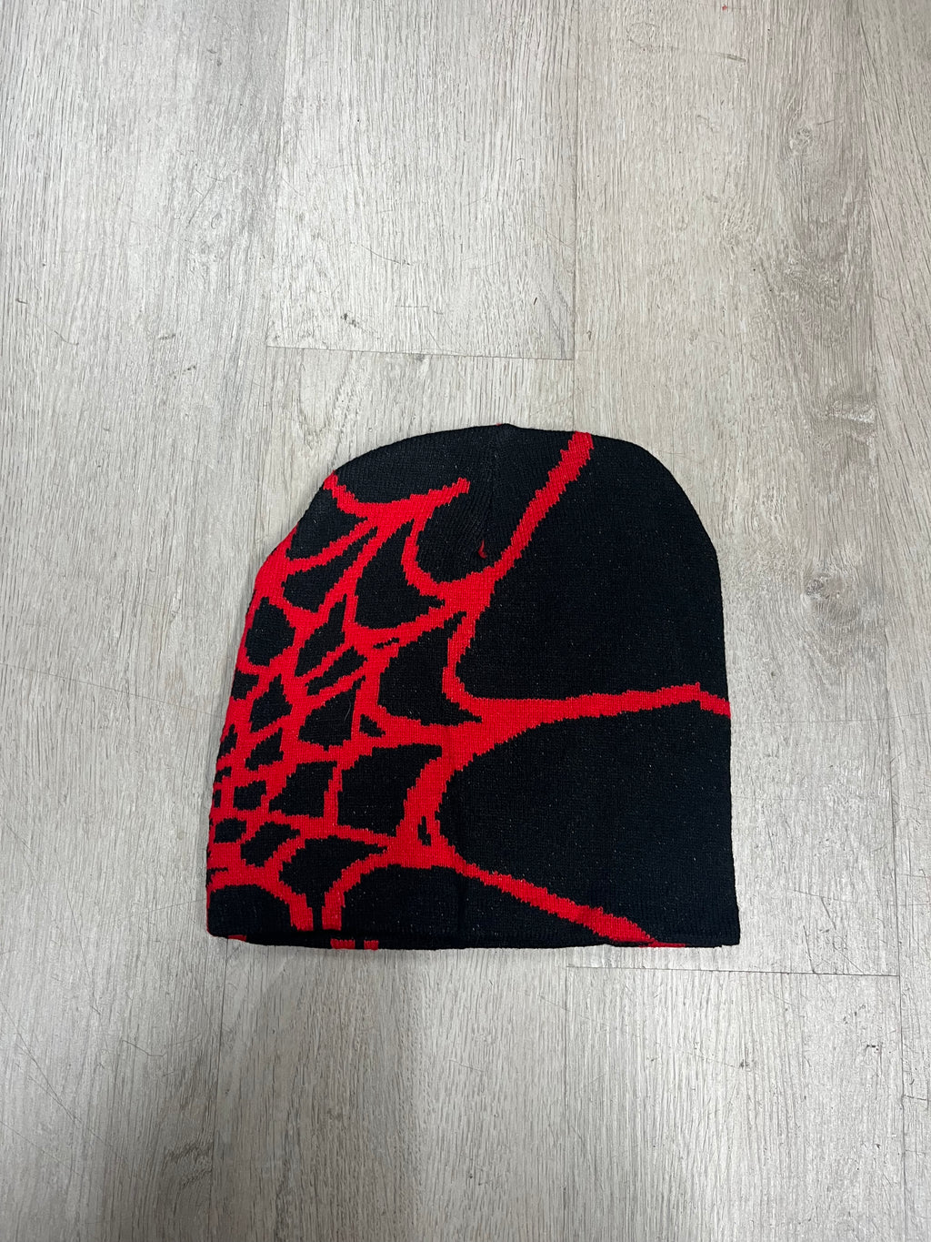 Black w/ Red #2 Y2K Style Spider Web Beanie