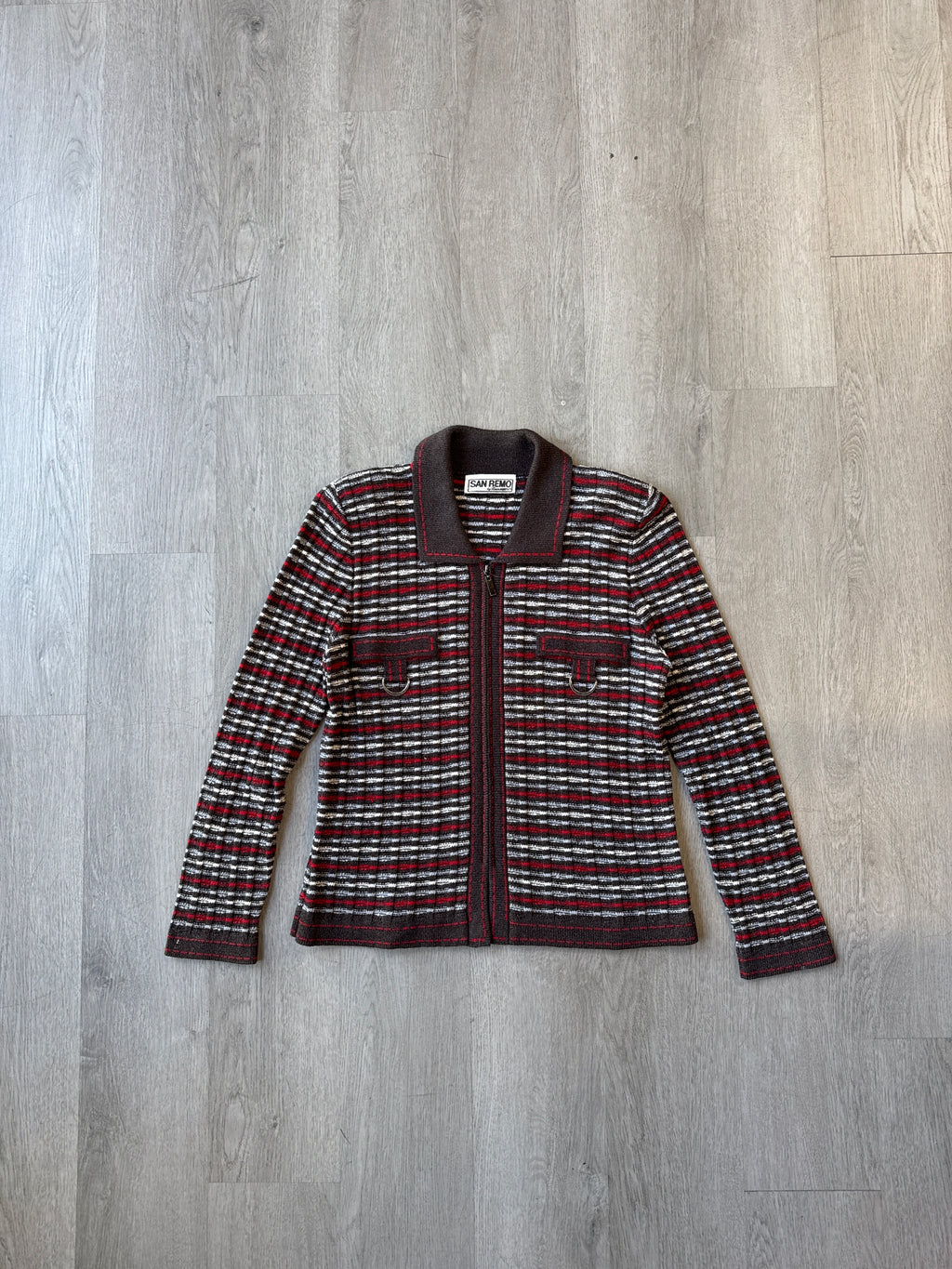 Vintage 80s Women’s San Remo Acrylic Knit Zip Up Jacket