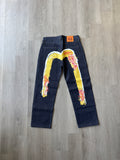 Evisu Embroidered Japanese Wave Art Salvage Denim Jeans