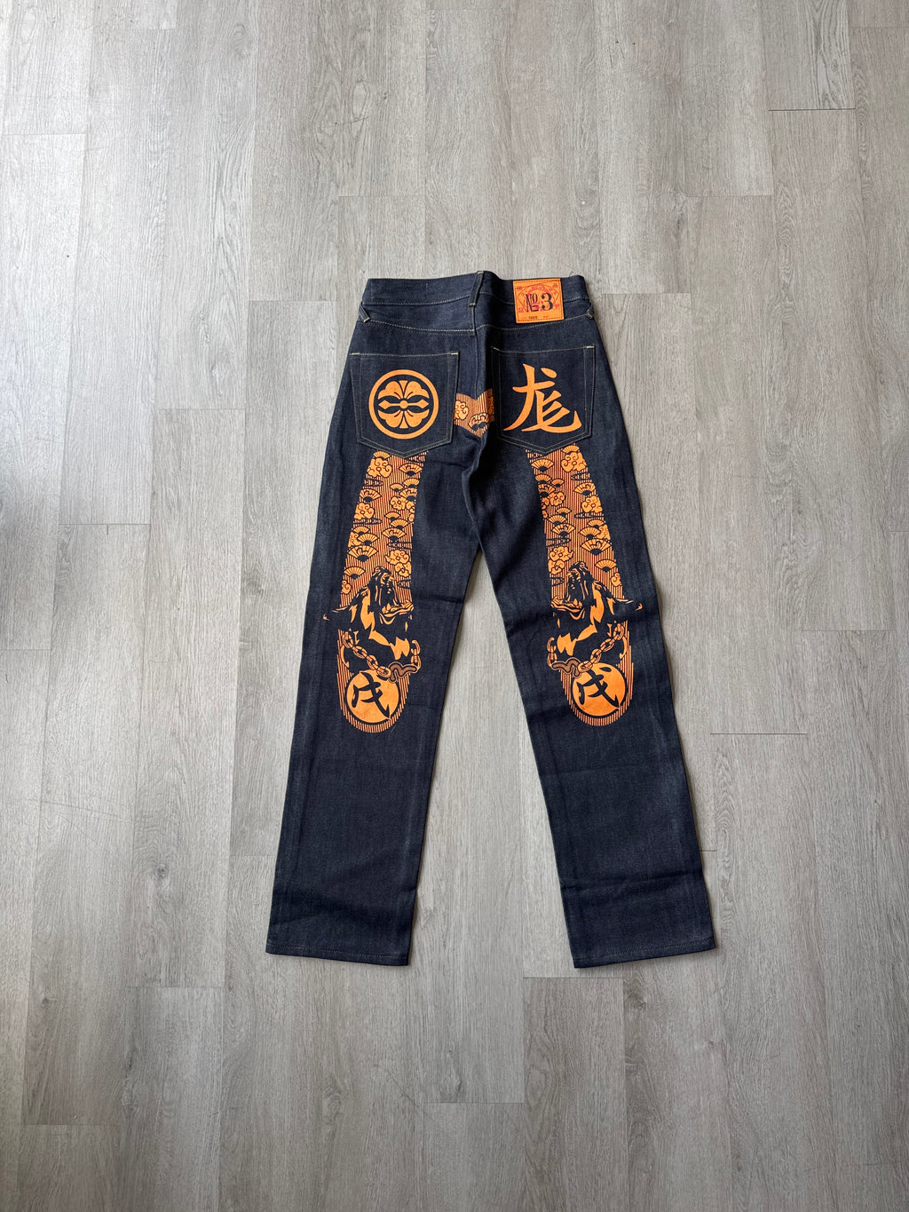 Evisu Orange Dog Japanese Art Selvedge Denim Jeans