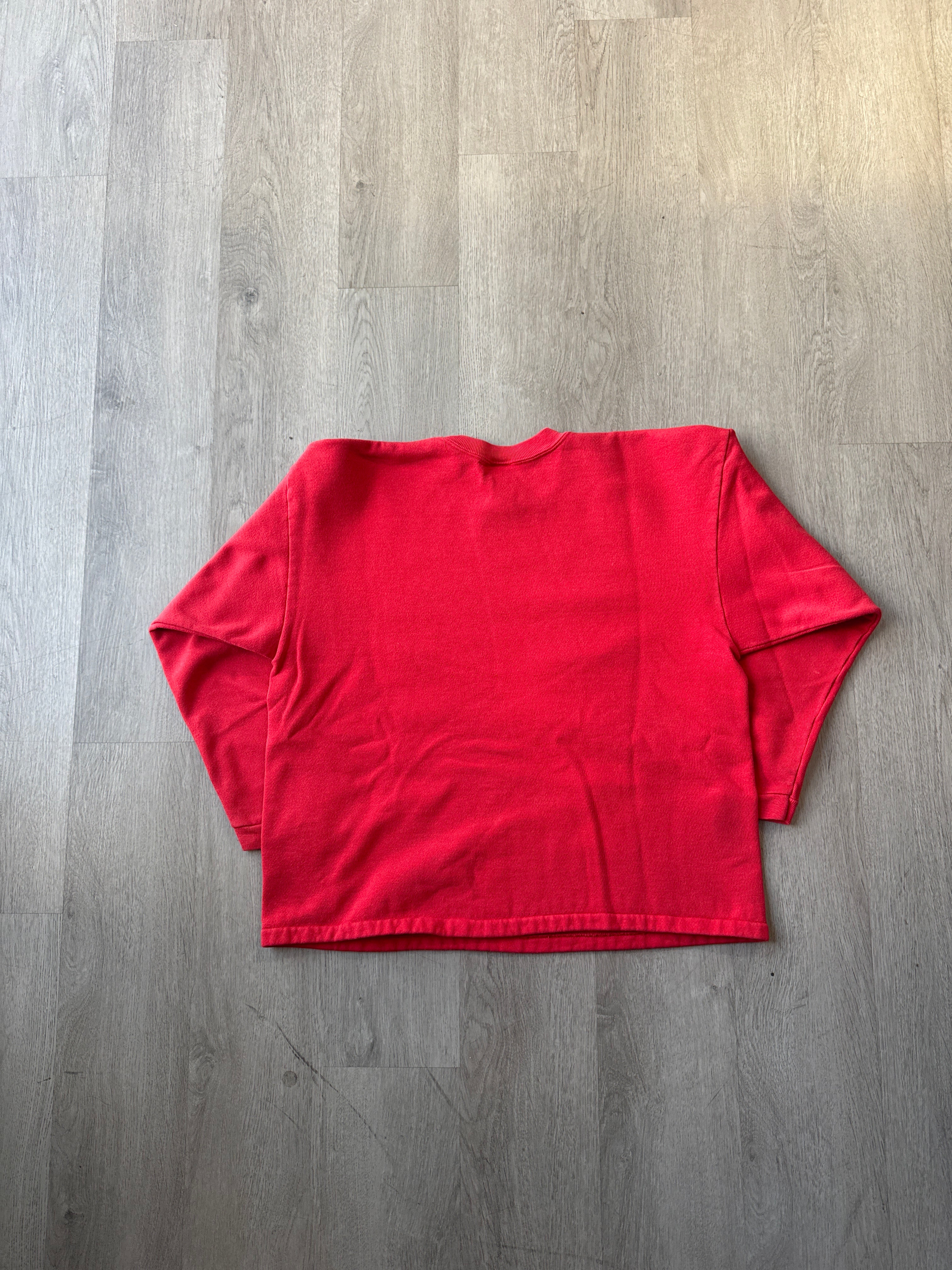 Vintage 1989 Guess USA Goes First Class Cropped Sweatshirt