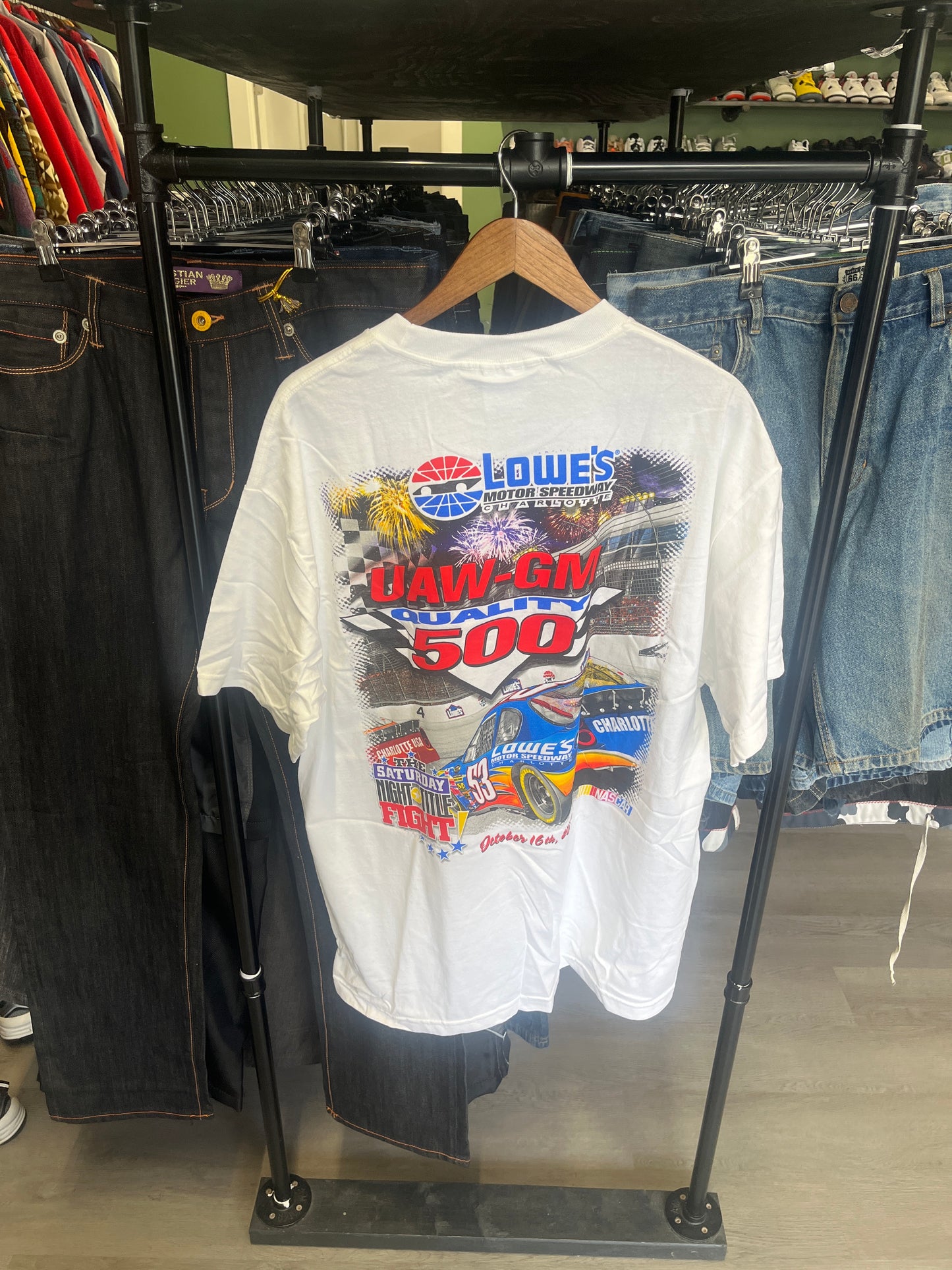 (AO) UAW-GM Quality 500 Brights Lights Fast Nights Nascar Tee