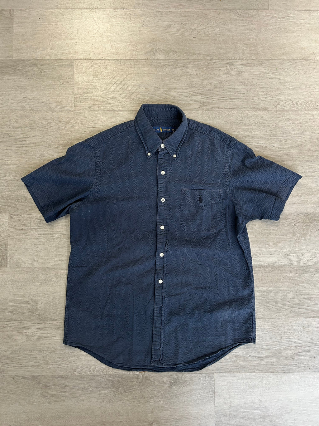 Ralph Lauren Navy Blue Linen Button Up Shirt