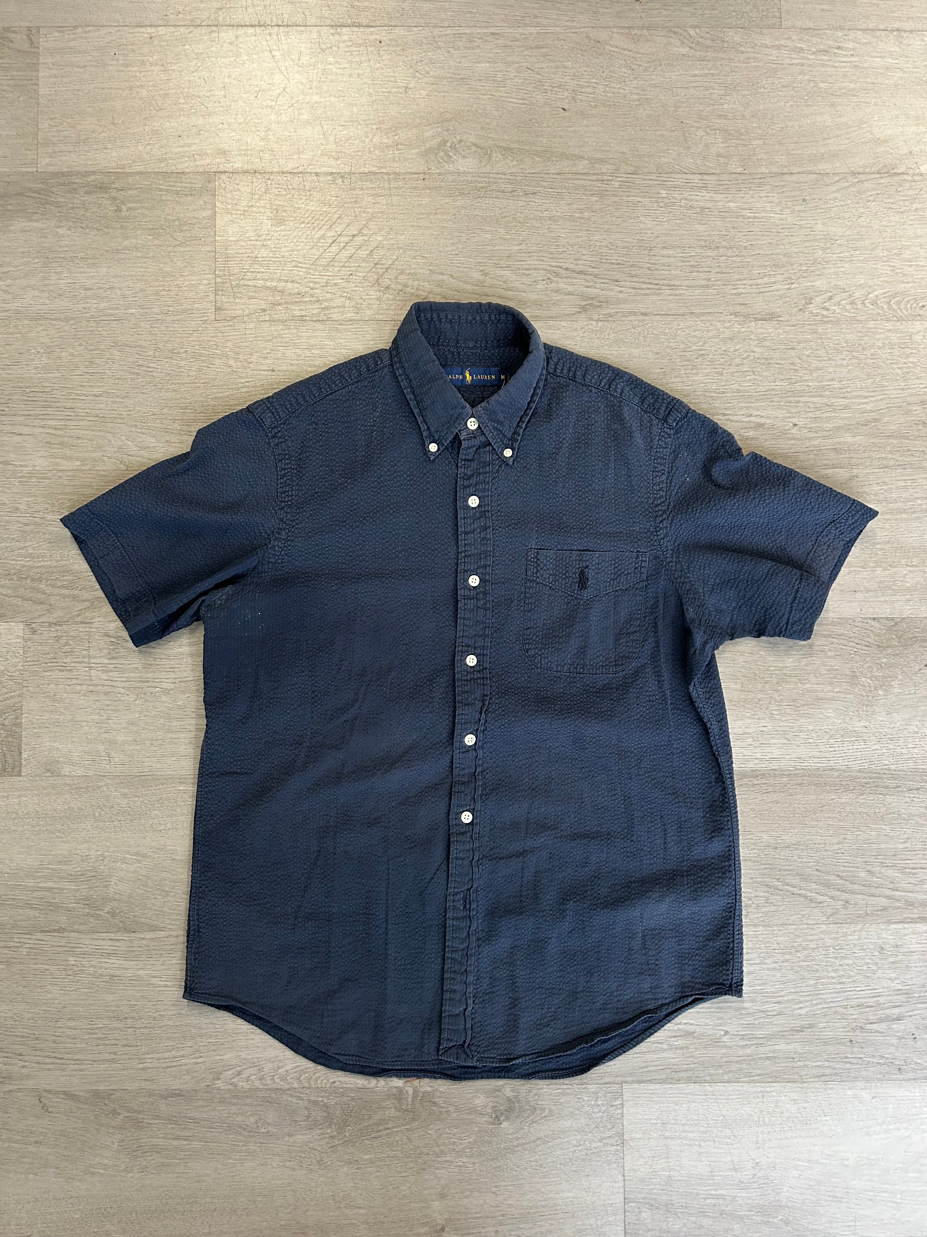 Ralph Lauren Navy Blue Linen Button Up Shirt