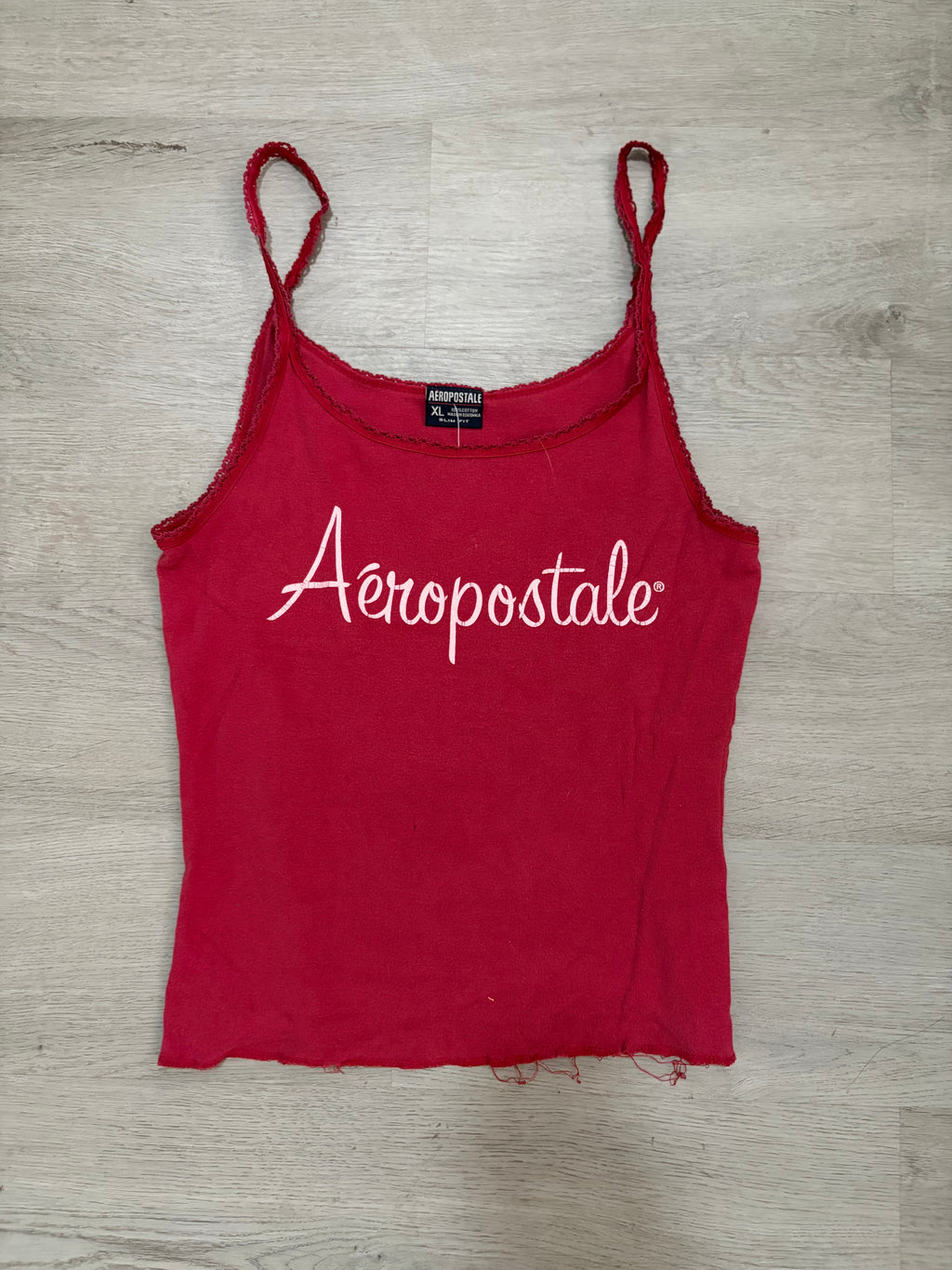 Women’s Y2K Aeropostale Red Logo Lace Trim Cami Tank Top