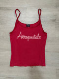 Women’s Y2K Aeropostale Red Logo Lace Trim Cami Tank Top