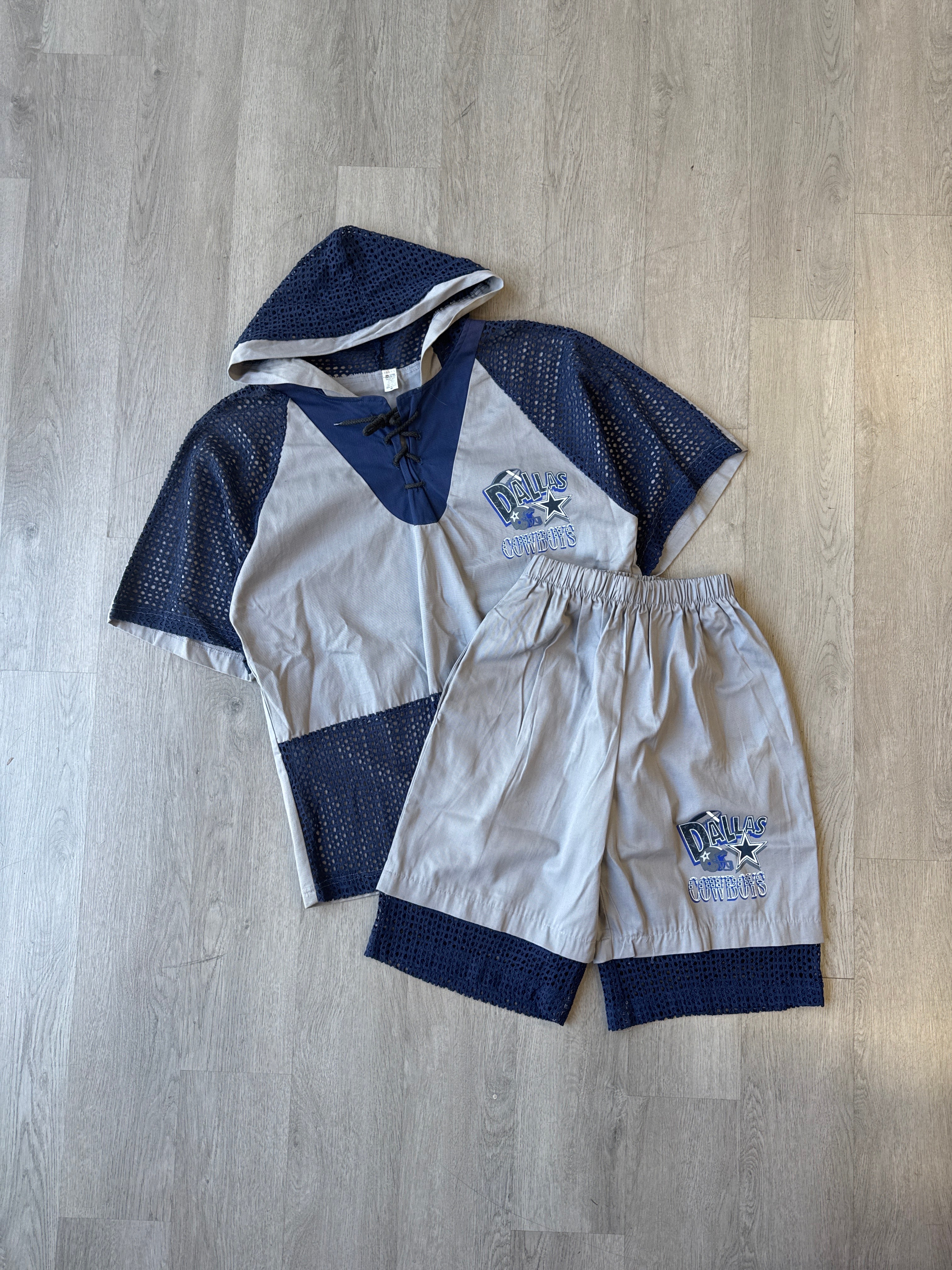 Vintage 90s Dallas Cowboys Hooded Tee Shorts Set