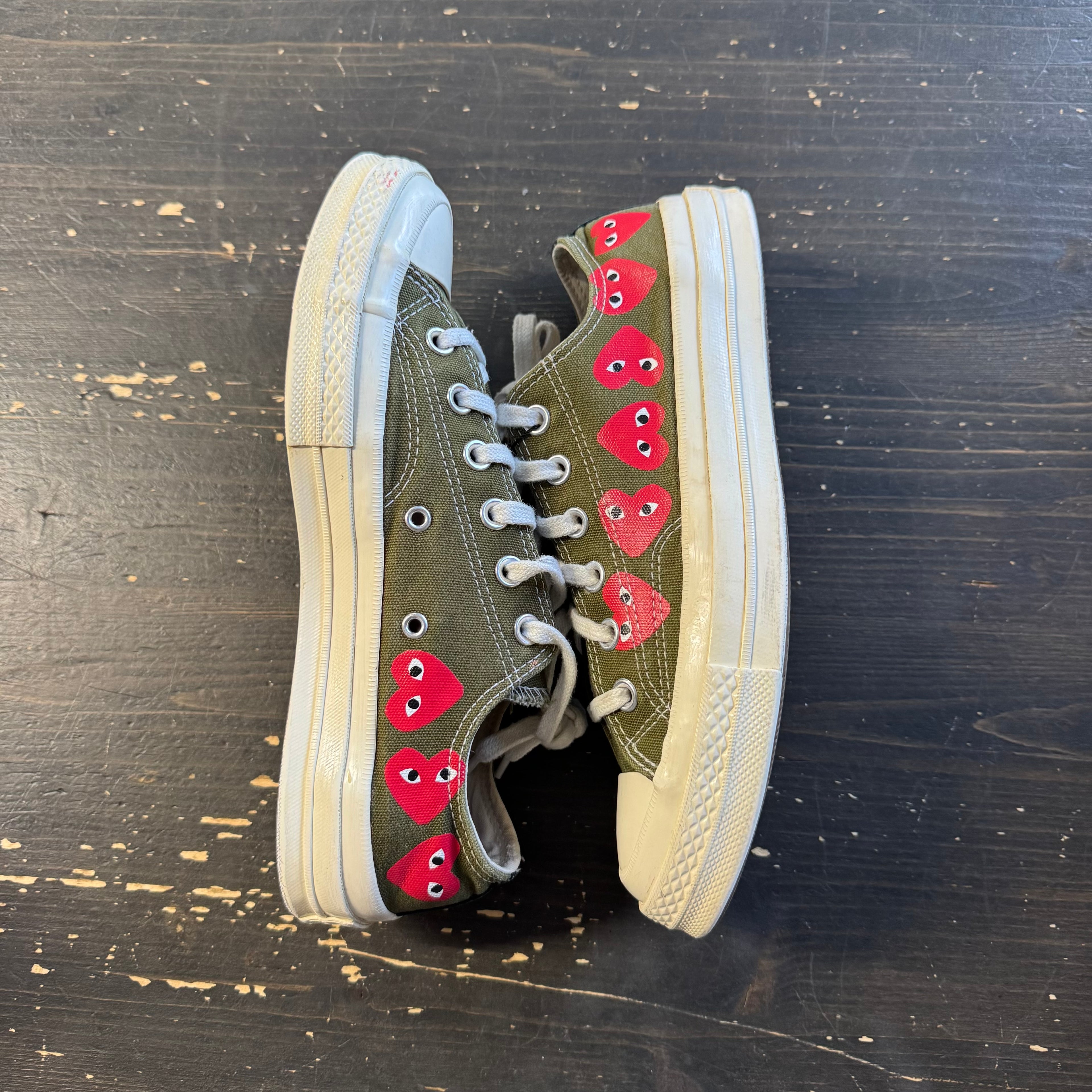 Pre-owned Converse Comme Des Garçon CDG Chuck Taylor All Star 70 Ox Multi Heart Green