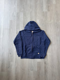 Vintage Women’s Carhartt Navy Stitched Logo Hooded Zip Up