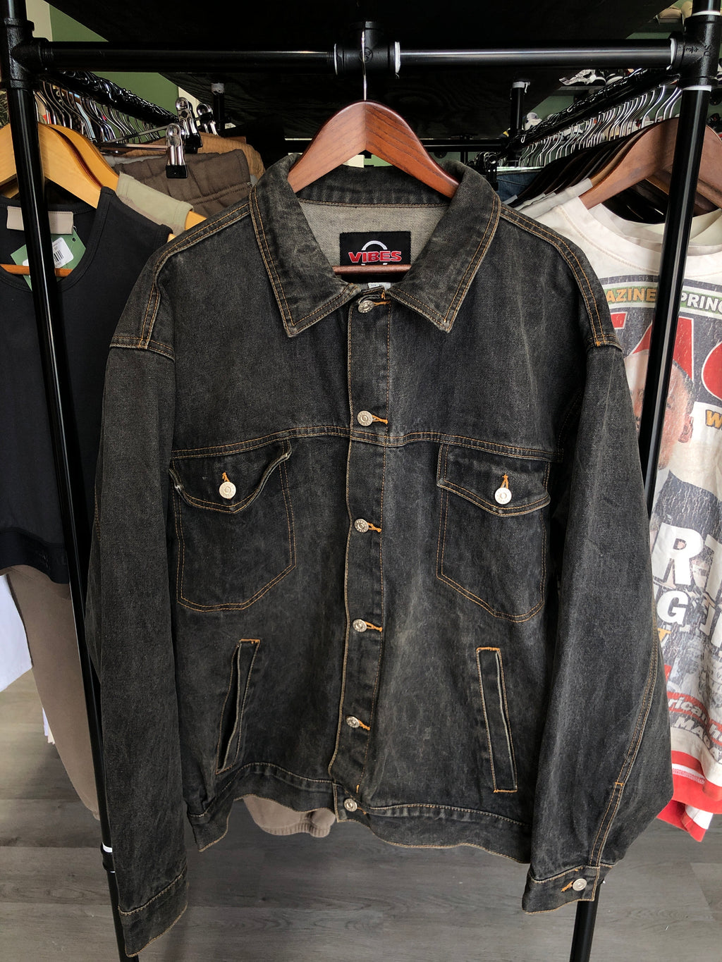 Vintage Vibes Washed Black Denim Jacket